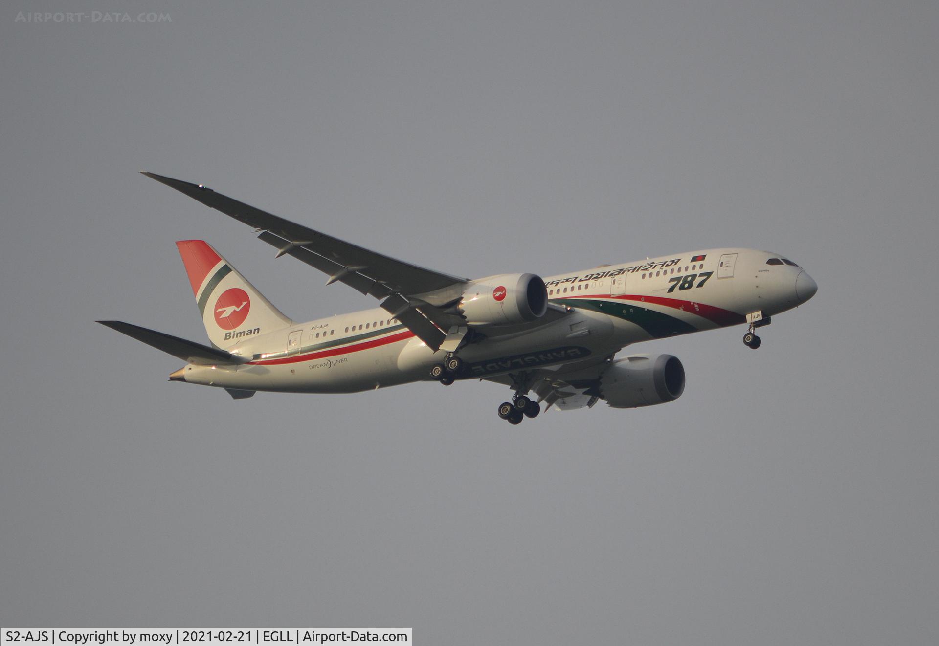 S2-AJS, 2018 Boeing 787-8 Dreamliner C/N 40126, Boeing 787-8 on finals to 9R London Heathrow.