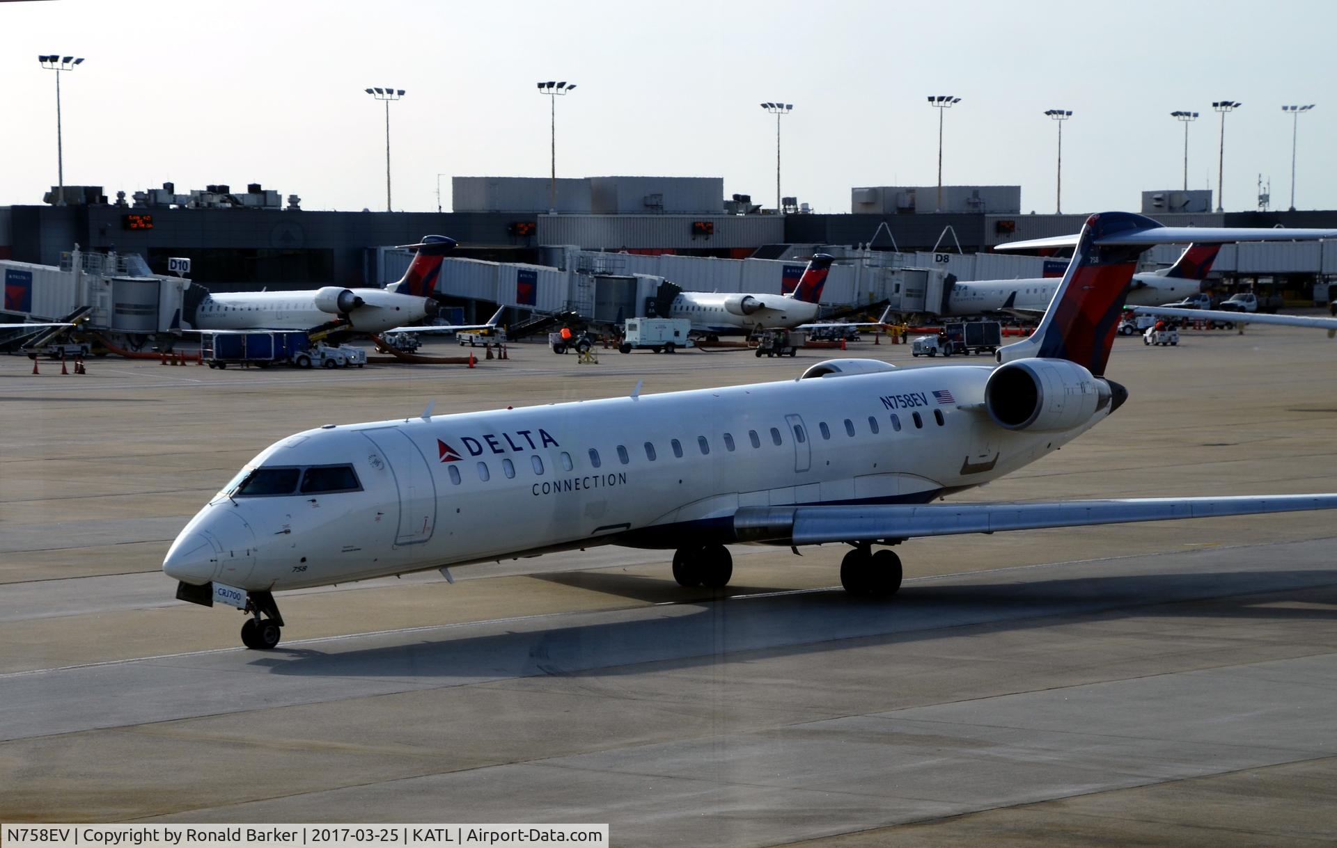 N758EV, 2005 Bombardier CRJ-700 (CL-600-2C10) Regional Jet C/N 10210, Taxi Atlanta