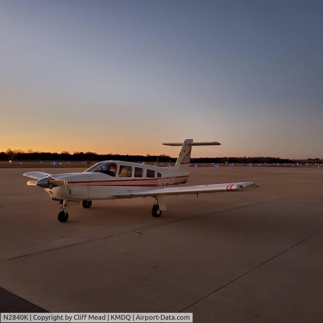 N2840K, Piper PA-32RT-300 C/N 32R-7985104, @ MDQ wanting for night.