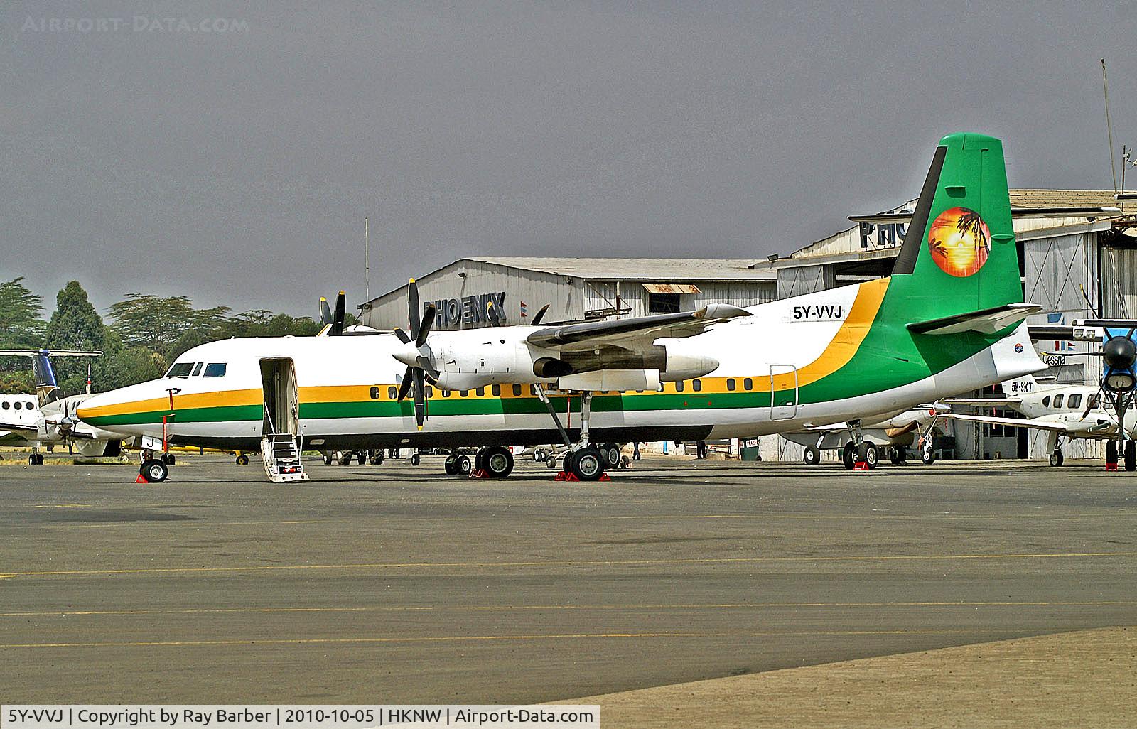 5Y-VVJ, 1988 Fokker 50 C/N 20133, 5Y-VVJ   Fokker F-50 [20133] (Blue Bird Aviation) Nairobi-Wilson~5Y 05/10/2010