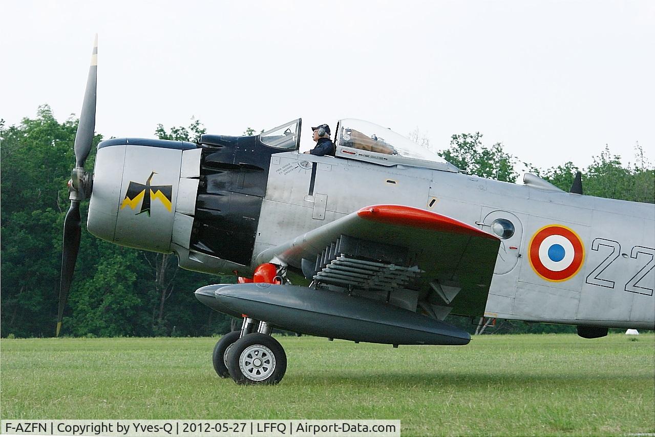 F-AZFN, Douglas AD-4N Skyraider C/N 7609, Douglas AD-4N Skyraider, Taxiing , La Ferté-Alais airfield (LFFQ) Airshow 2012