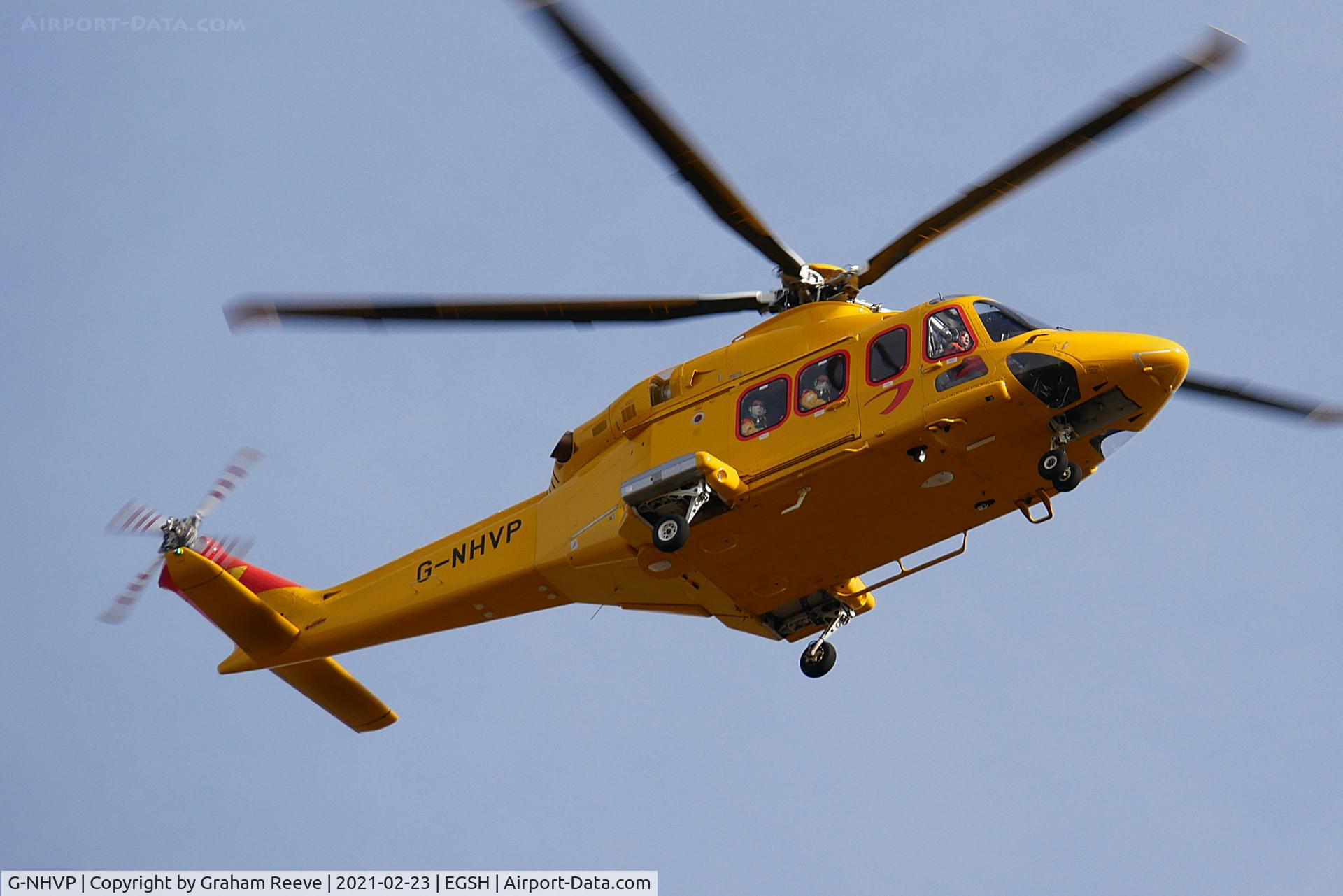G-NHVP, 2018 AgustaWestland AW-139 C/N 41513, On approach to Norwich.