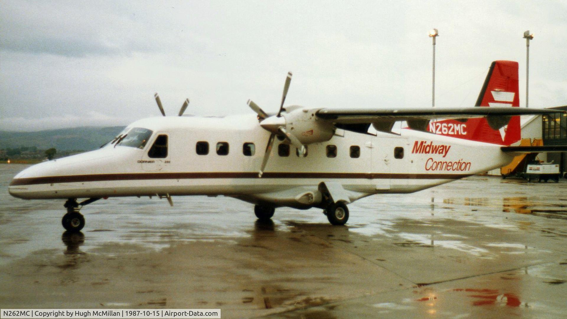 N262MC, 1987 Dornier 228-201 C/N 8127, Midway Connection
Dornier 228-201
N263MC ( 8127 )
Photographed at Glasgow - International (Abbotsinch) (GLA / EGPF)
UK - Scotland.