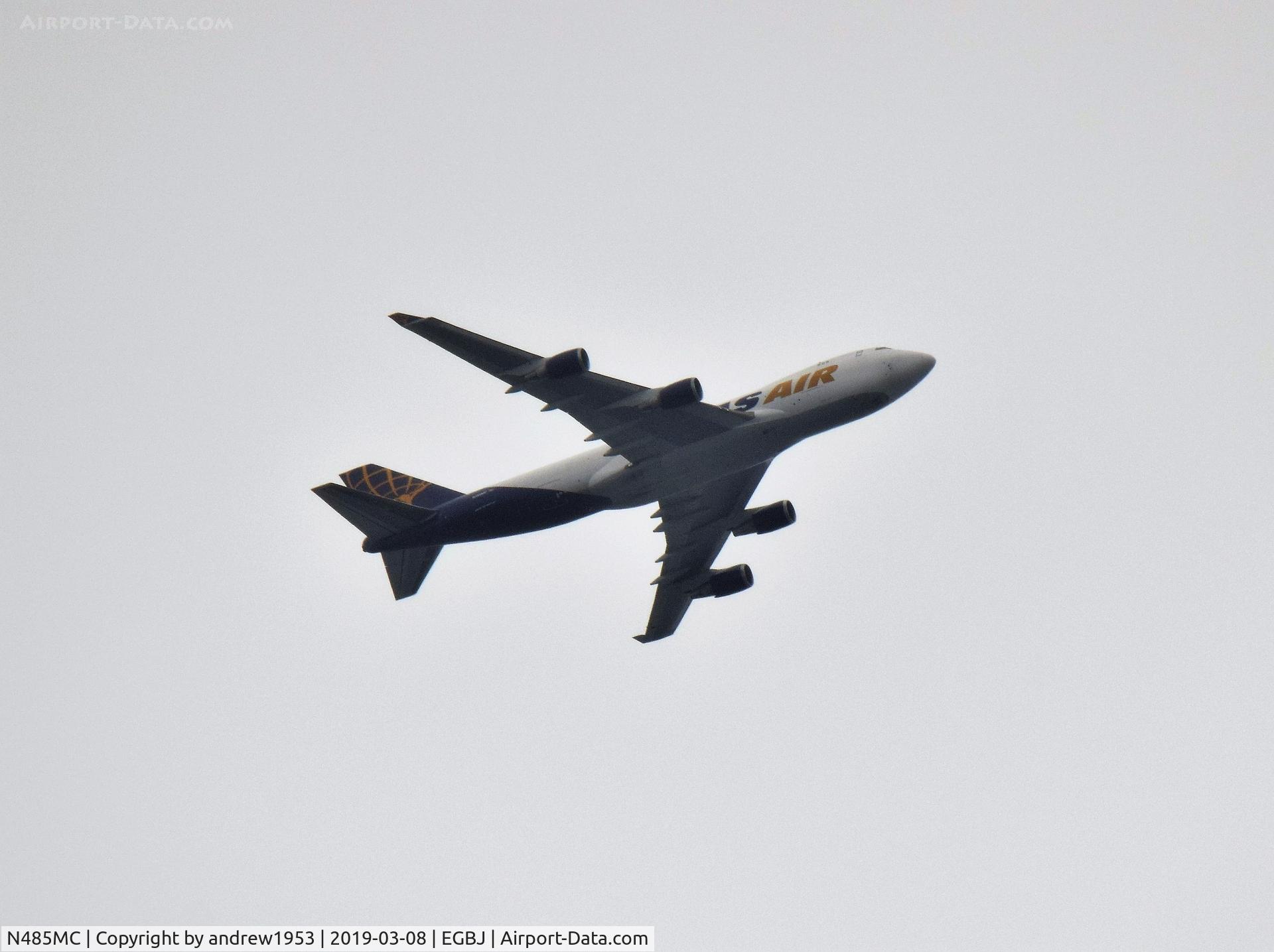 N485MC, Boeing 747-45EF (SCD) C/N 30607, N485MC over Gloucestershire Airport.
