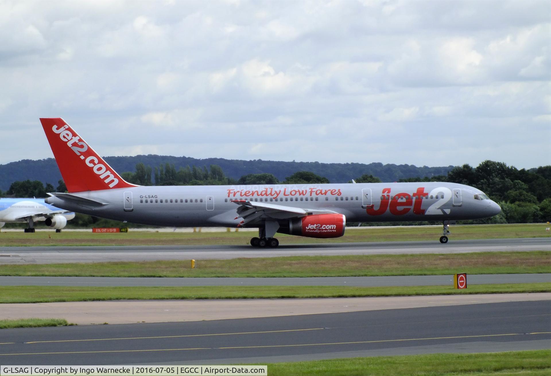 G-LSAG, 1987 Boeing 757-21B C/N 24014, Boeing 757-21B of jet2 at Manchester airport