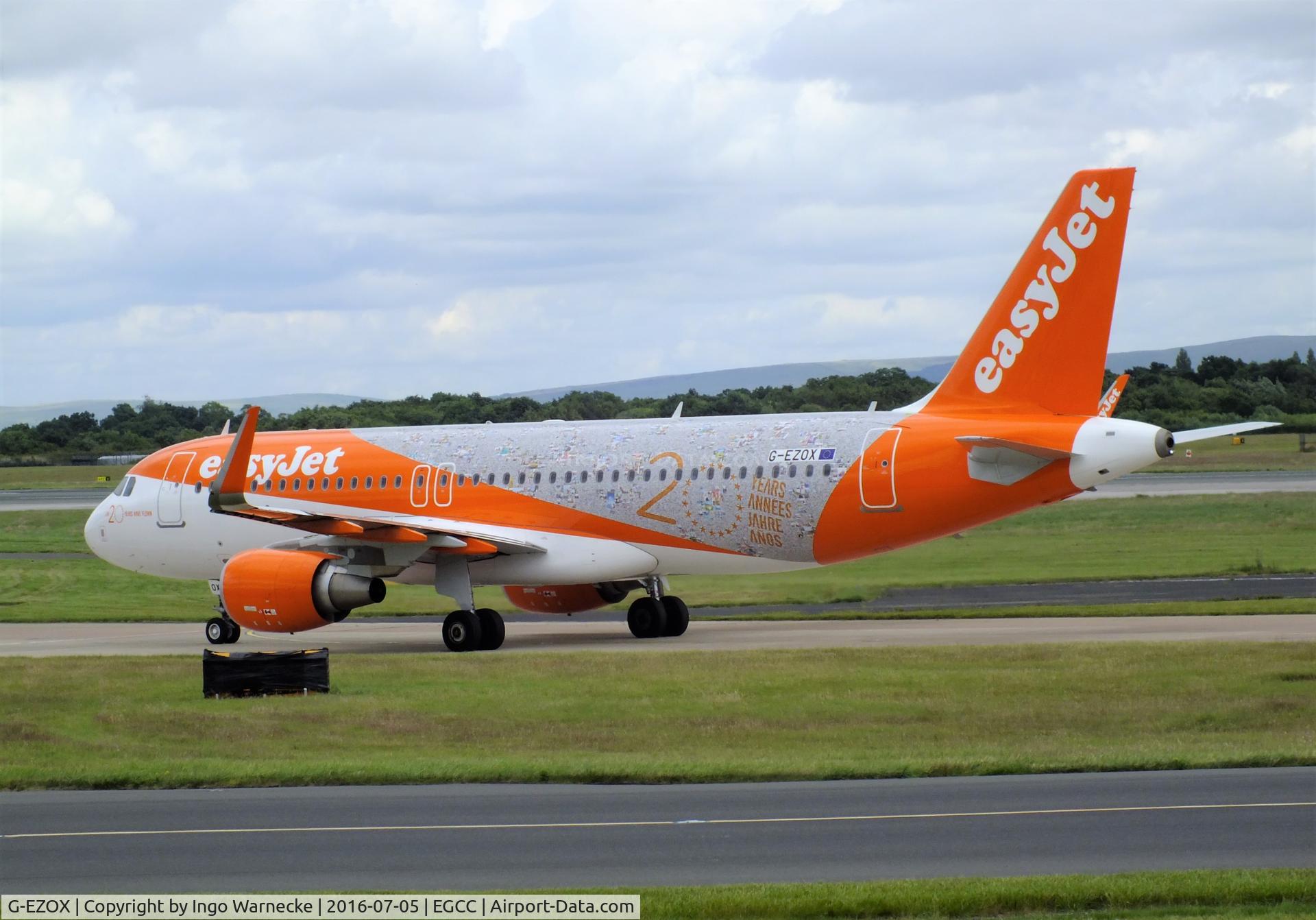 G-EZOX, 2015 Airbus A320-214 C/N 6837, Airbus A320-214 of easyJet in special '20 years jubilee' colours at Manchester airport