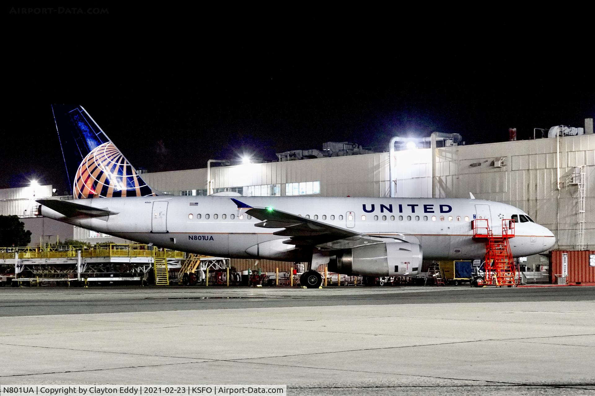 N801UA, 1997 Airbus A319-131 C/N 686, SFO 2021.