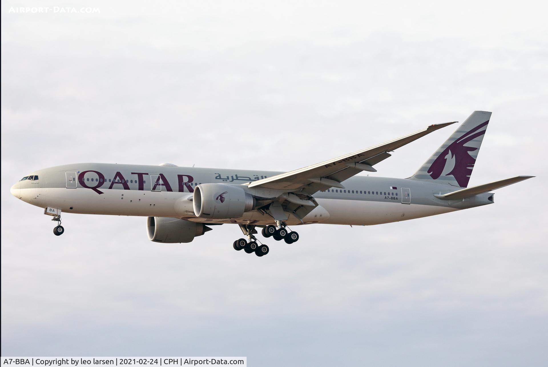 A7-BBA, 2009 Boeing 777-2DZ/LR C/N 36012, Copenhagen 24.2.2021