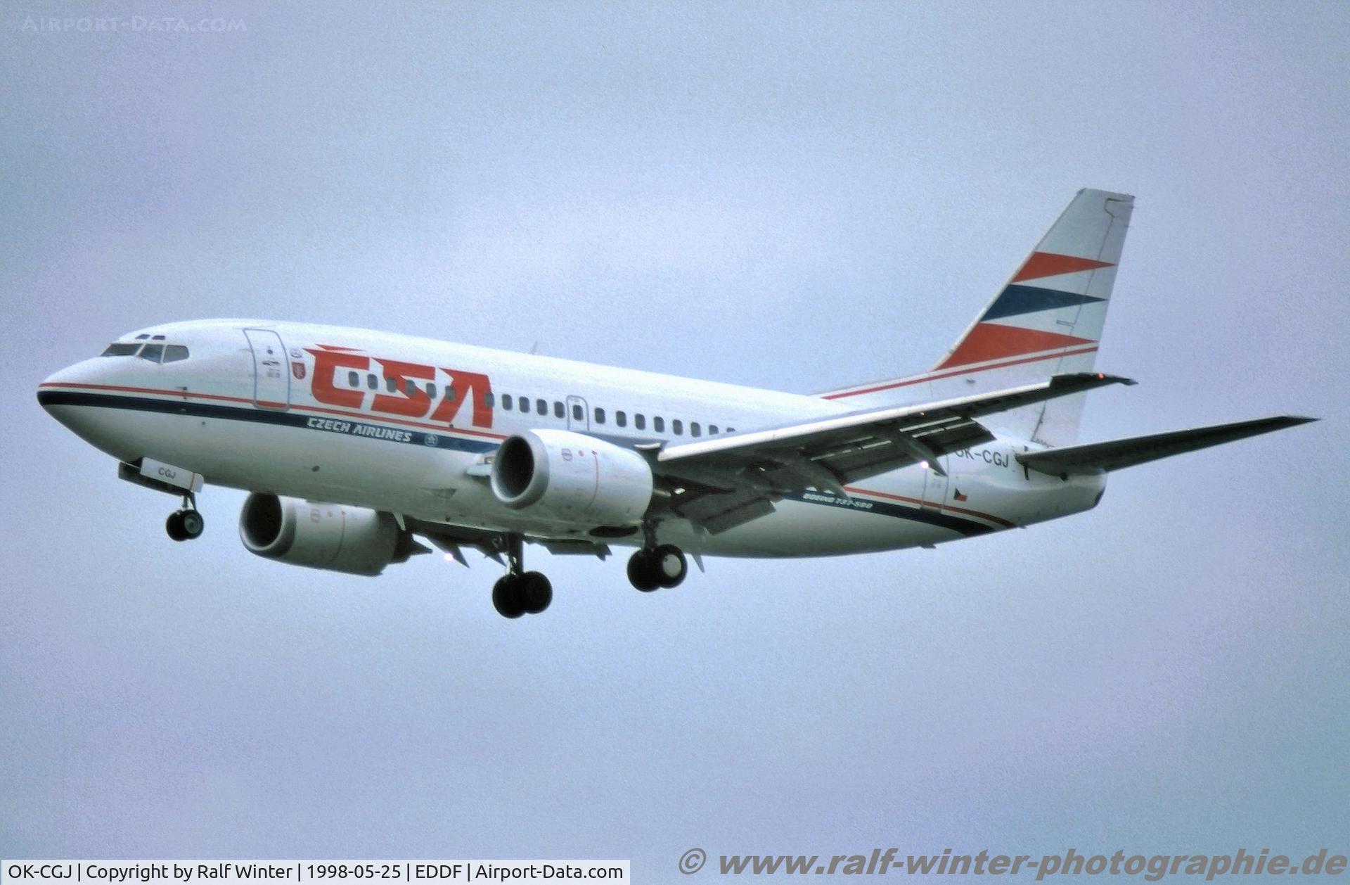 OK-CGJ, 1997 Boeing 737-500 C/N 28470, Boeing 737-55S - OK CSA Czech Airlines 'Hradec Kralove' - 28470 - OK-CGJ - 25.05.1998 - FRA
