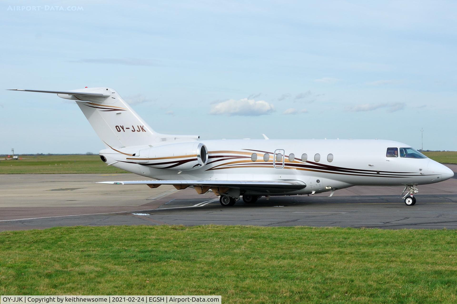 OY-JJK, 2011 Hawker Beechcraft 4000 C/N RC-64, Leaving Norwich for Billund, Denmark.