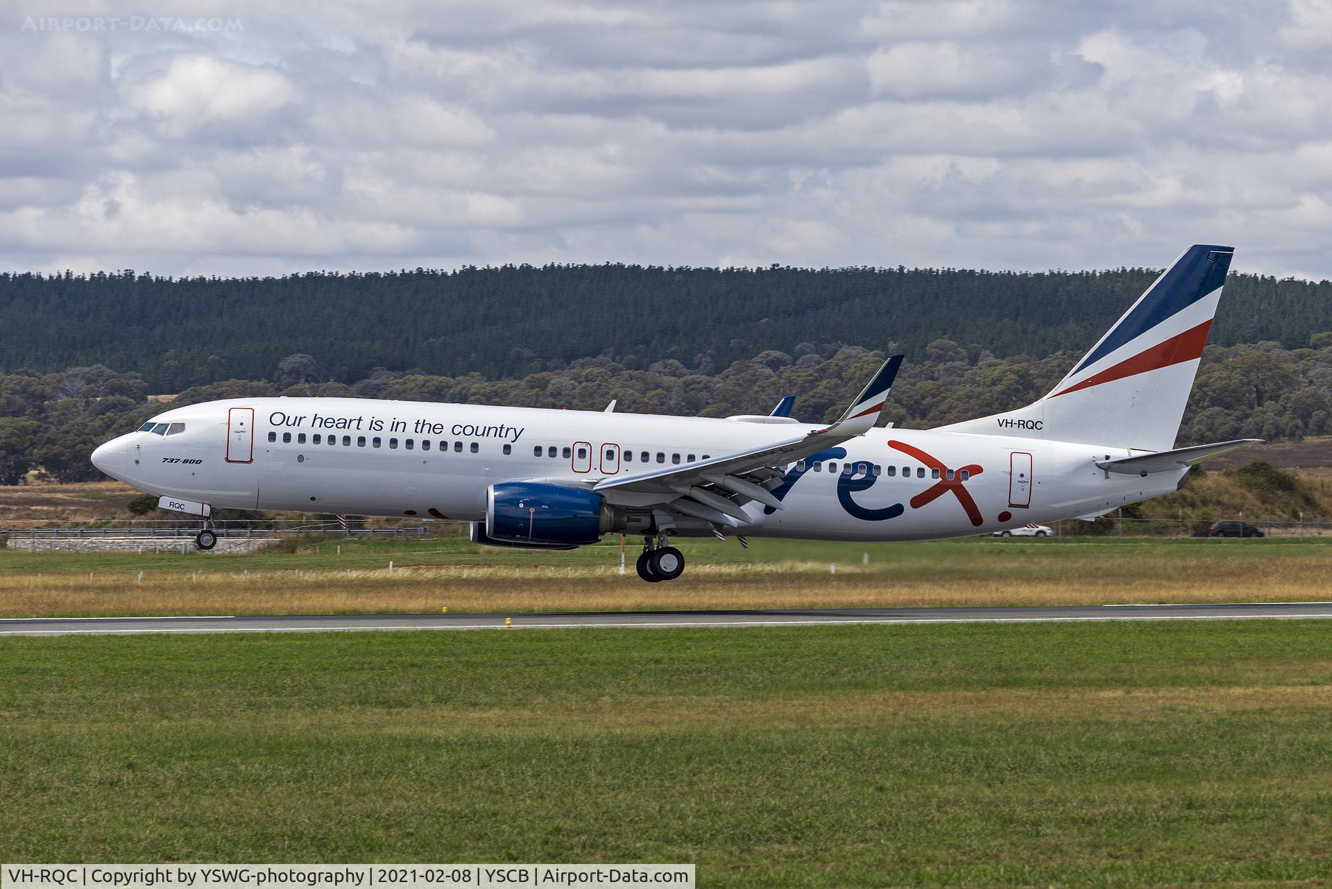 VH-RQC, 2003 Boeing 737-8FE C/N 33797, Rex Airlines (VH-RQC) Boeing 737-8FE(WL) landing at Canberra Airport.