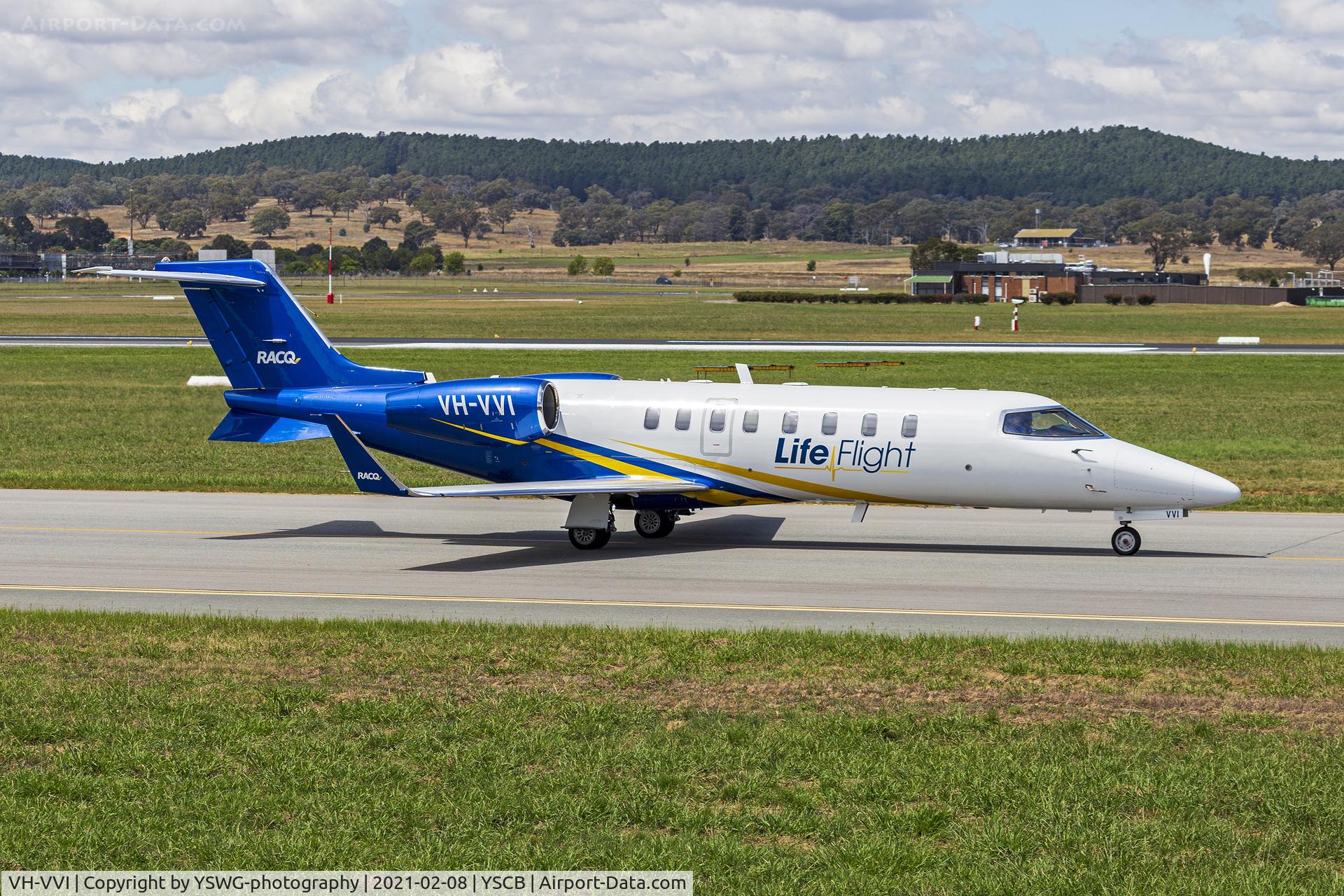 VH-VVI, 2004 Learjet 45 C/N 262, RACQ LifeFlight (VH-VVI) Learjet 45 taxiing at Canberra Airport.
