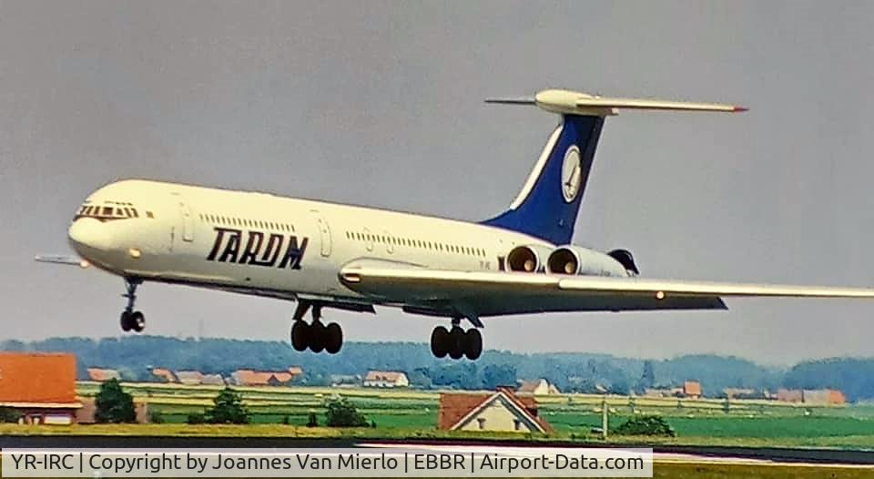 YR-IRC, 1975 Ilyushin IL-62 C/N 51902, Landing at Brussels '90s scan from slide