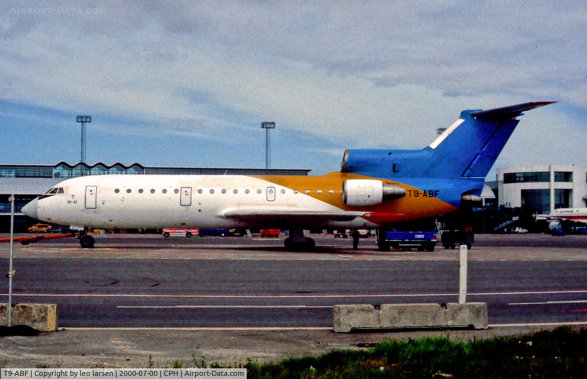 T9-ABF, 1985 Yakovlev Yak-42 C/N 4520424402161, Copenhagen 7.00