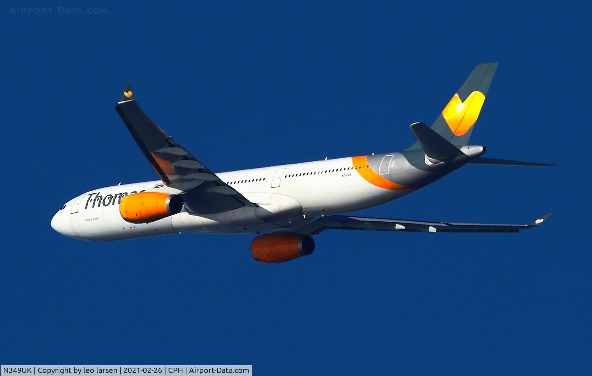 N349UK, 2000 Airbus A330-343X C/N 349, Copenhagen 26.2.2021.Leave CPH for convertion to frighter.