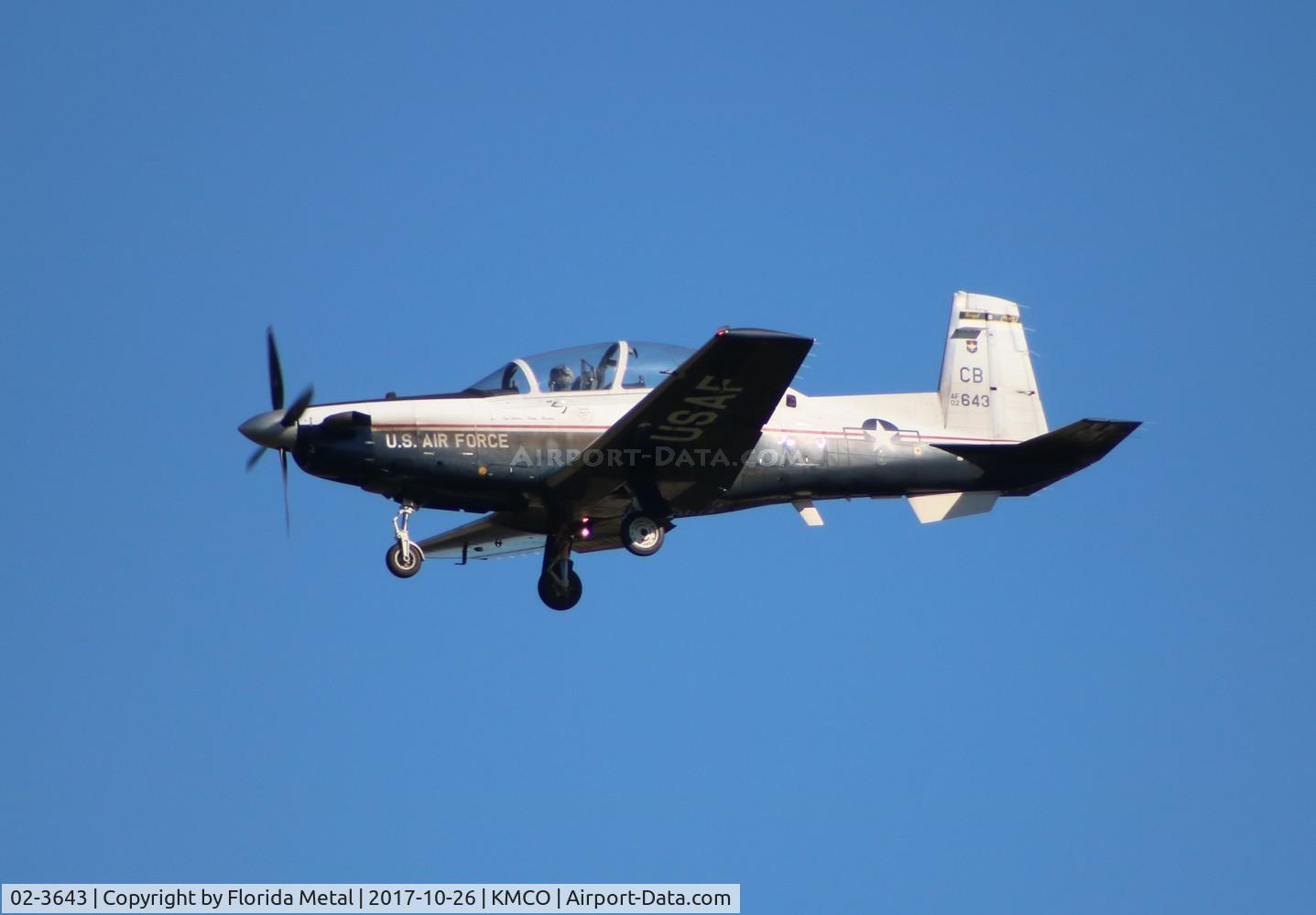 02-3643, 2002 Raytheon Beech T-6A Texan II C/N PT-184, USAF T-6A Texan II