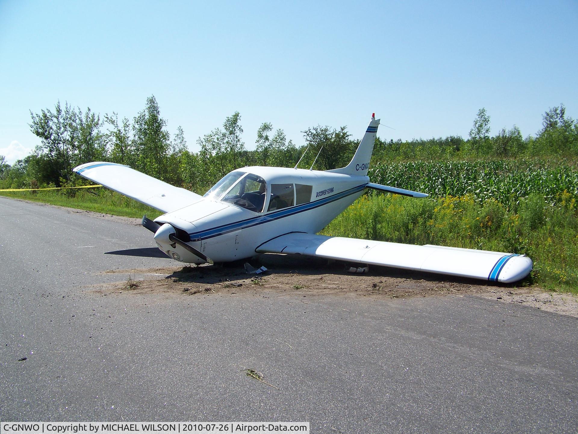 C-GNWO, 1973 Piper PA-28-140 C/N 28-7325059, Results of aborted takeoff - writeoff