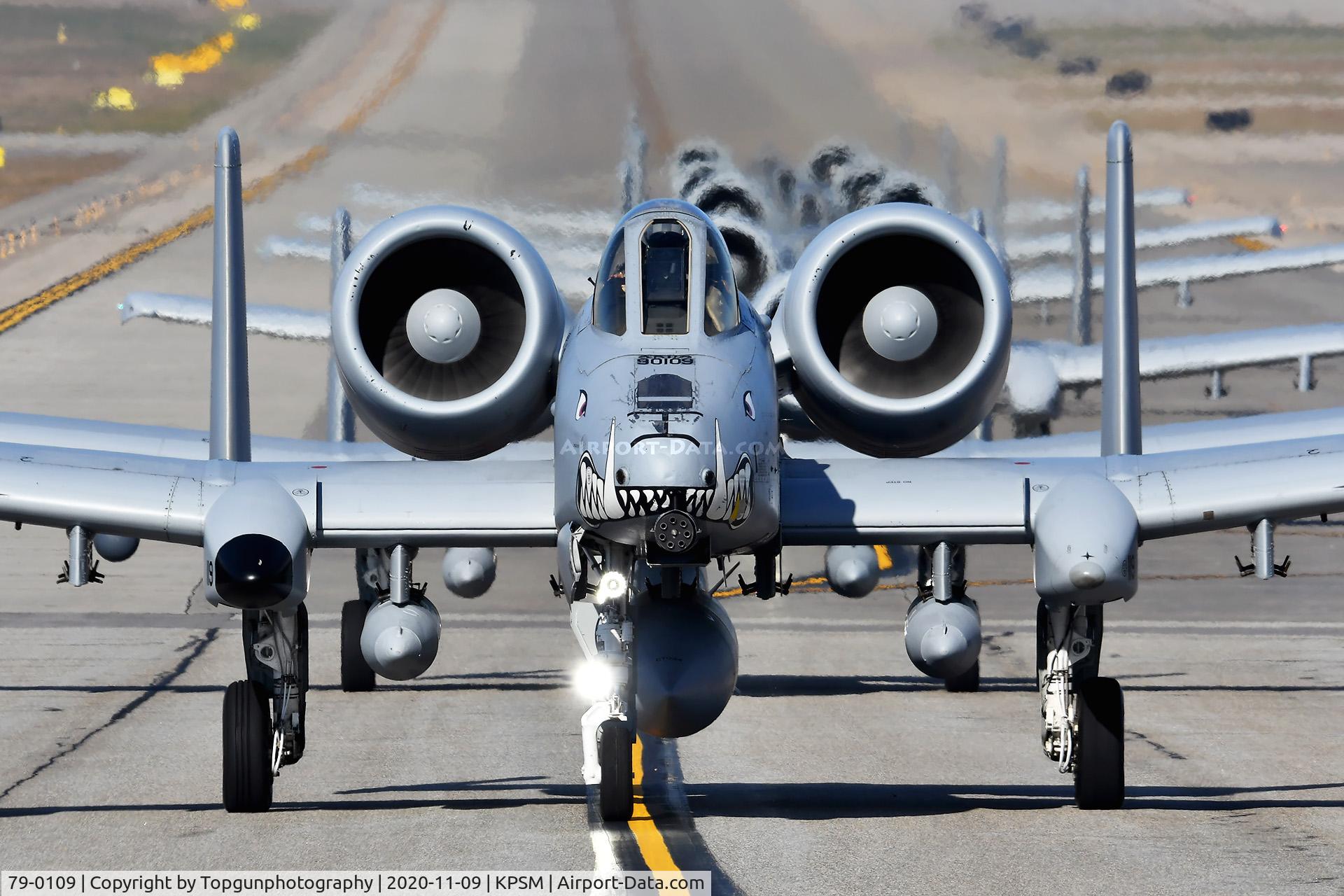 79-0109, 1979 Fairchild Republic A-10C Thunderbolt II C/N A10-0373, TREND41 flight taxing up to the active runway.