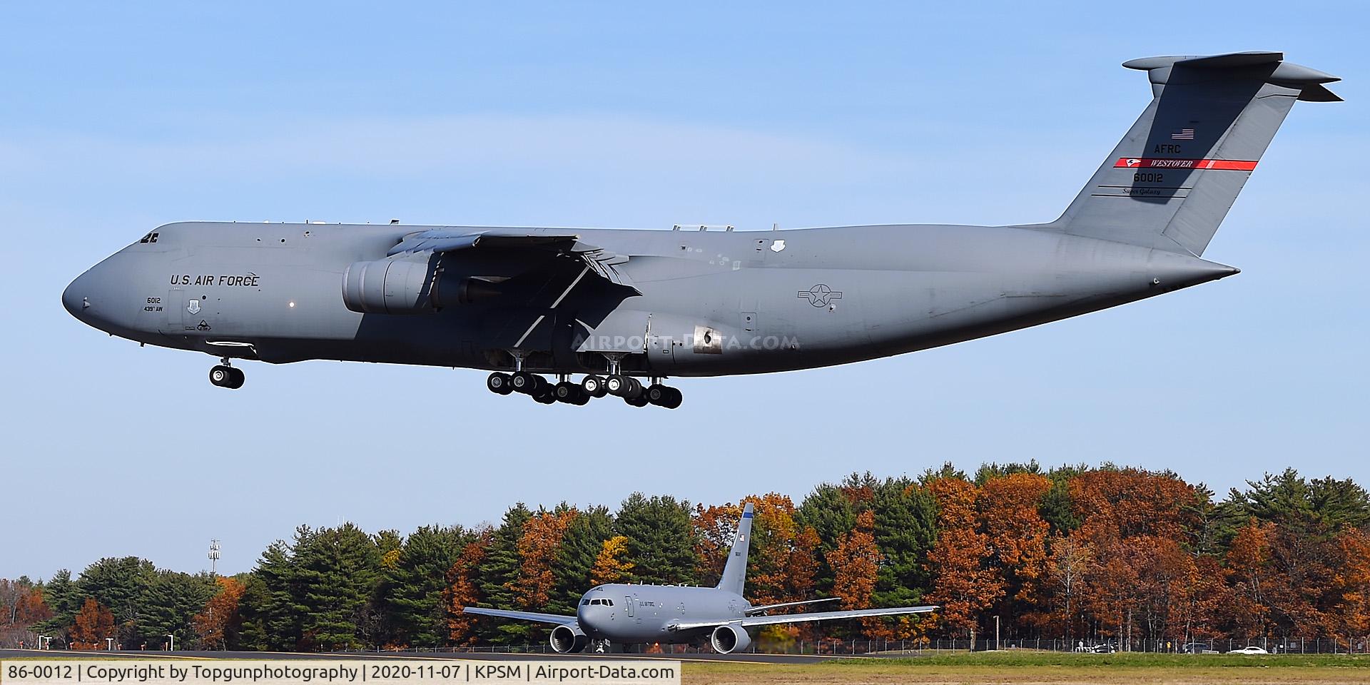 86-0012, 1986 Lockheed C-5B Galaxy C/N 500-0098, RODD12 out of Westover working the pattern at Pease