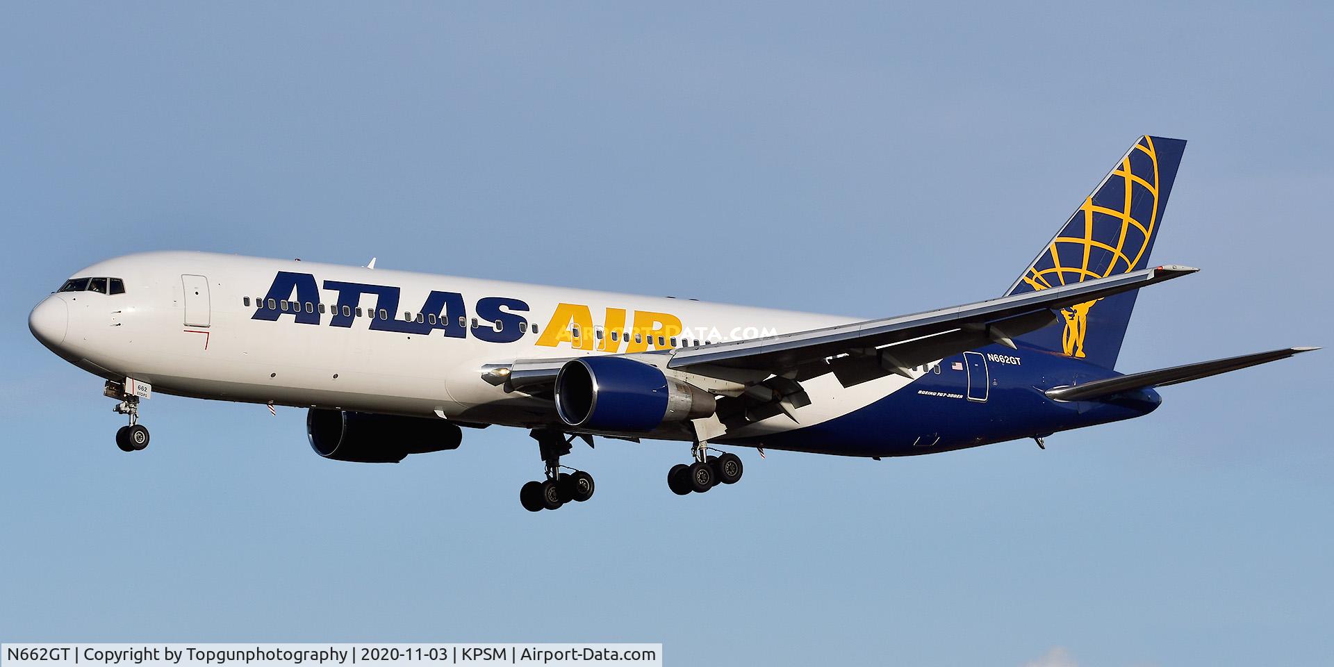 N662GT, 1995 Boeing 767-31A C/N 27619, GIANT8018 Atlas 767 landing