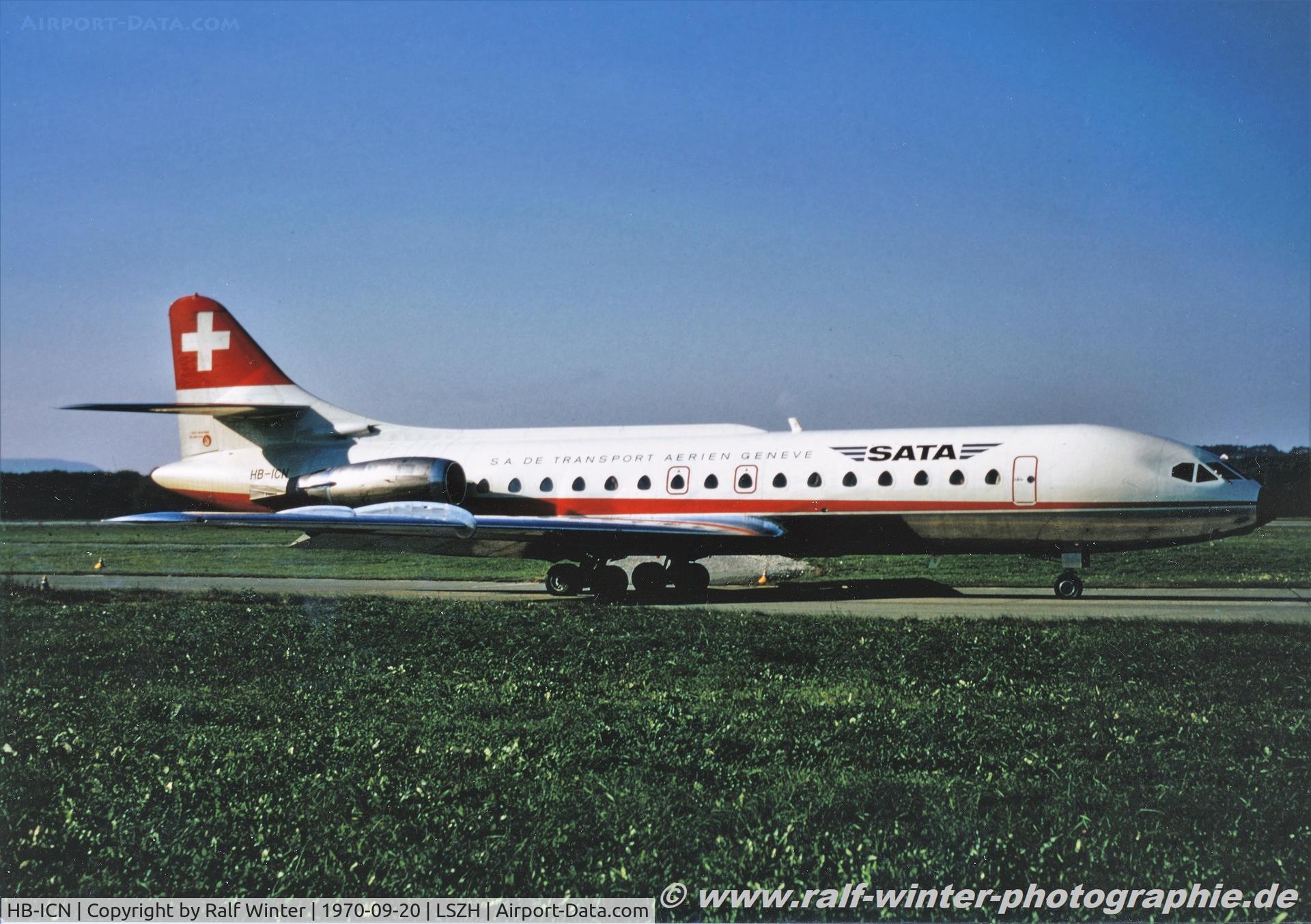 HB-ICN, 1968 Sud Aviation SE-210 Caravelle 10R C/N 253, Sud Aviation SE-210 Caravelle 10R - SATA 'Ville de Genève' - 253 - HB-ICN - 20.09.1970 - ZRH
