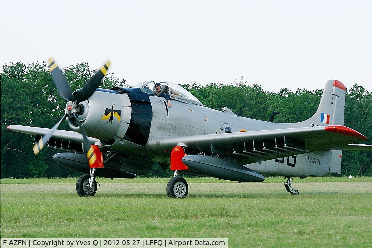 F-AZFN, Douglas AD-4N Skyraider C/N 7609, Douglas AD-4N Skyraider, Taxiing , La Ferté-Alais airfield (LFFQ) Airshow 2012