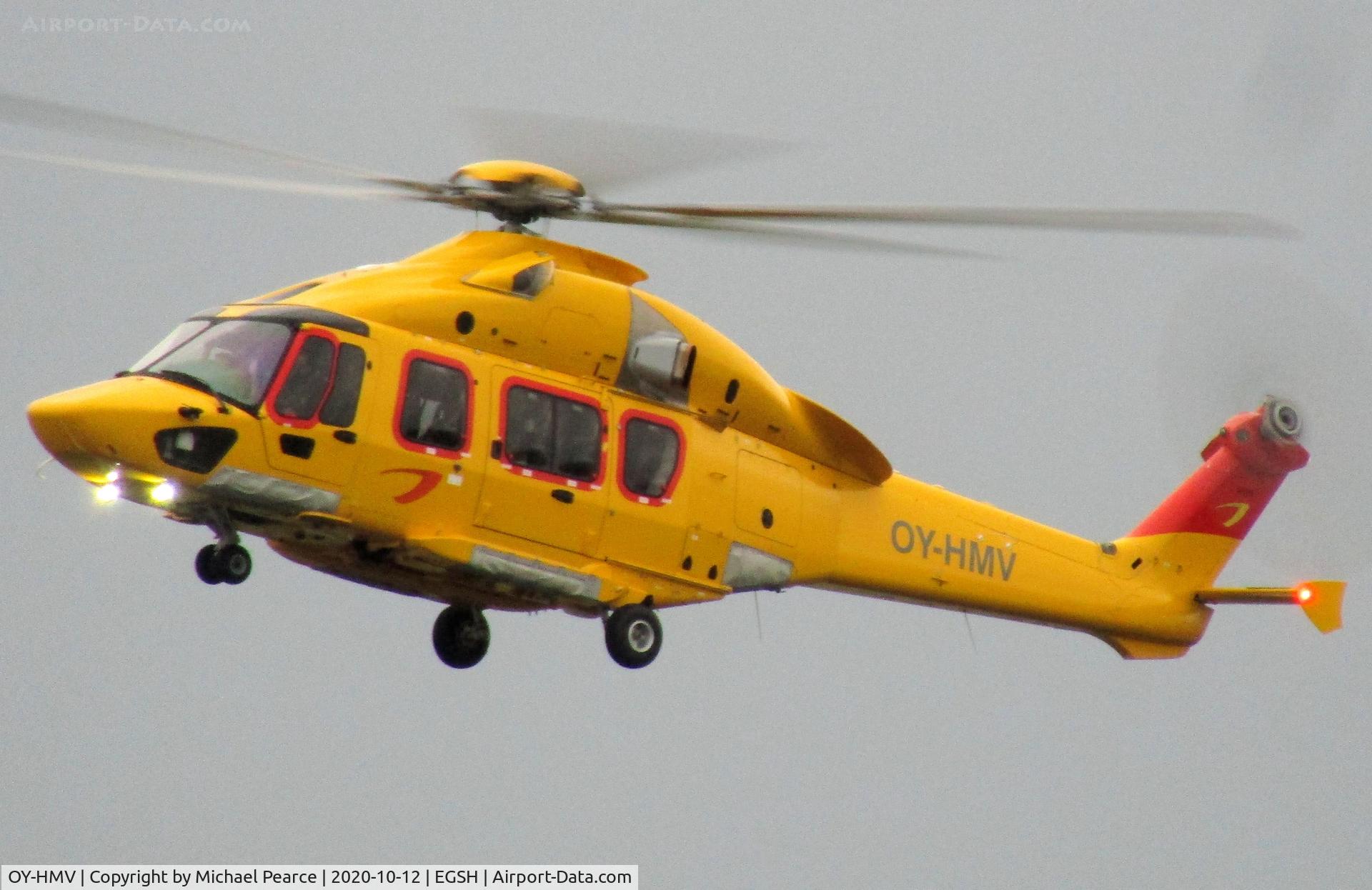 OY-HMV, 2016 Airbus Helicopters EC-175B C/N 5016, Arriving on RWY 27 from Esbjerg (EBJ).