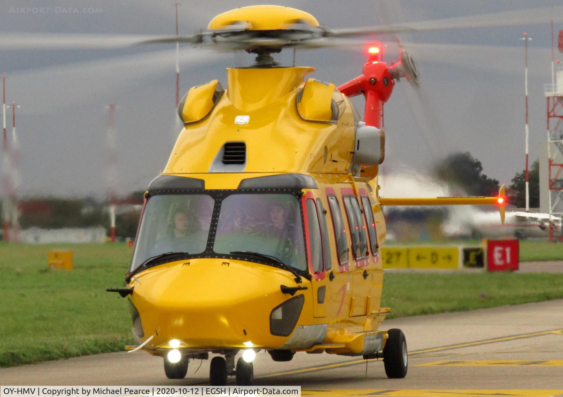 OY-HMV, 2016 Airbus Helicopters EC-175B C/N 5016, Arriving at SaxonAir from Esbjerg (EBJ).