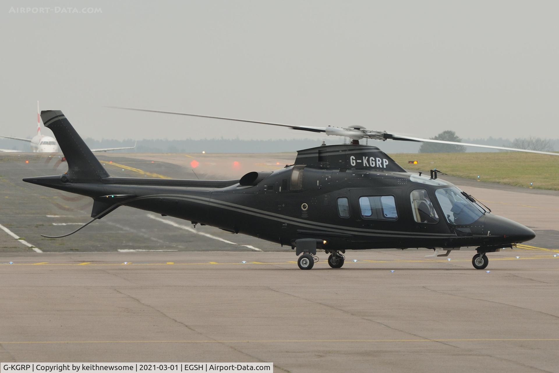 G-KGRP, 2011 Agusta A-109E Power C/N 11798, Leaving Norwich for Denham.