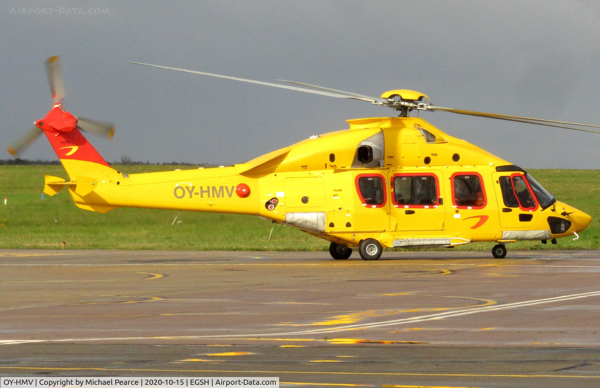 OY-HMV, 2016 Airbus Helicopters EC-175B C/N 5016, Departing SaxonAir to Esbjerg (EBJ).