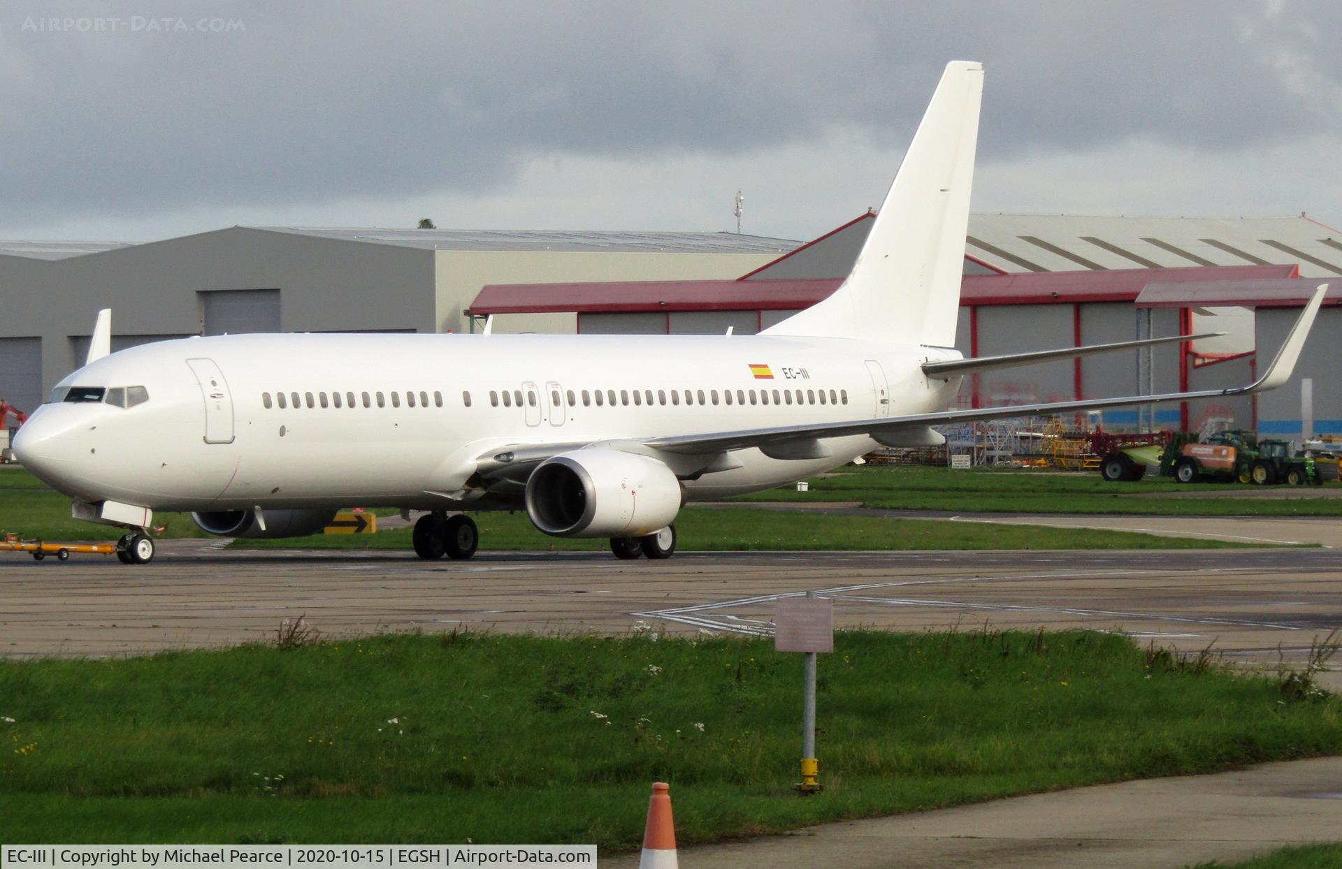 EC-III, 2002 Boeing 737-86Q C/N 30284, Under tow North Side for engine runs. Ex Air Europa.