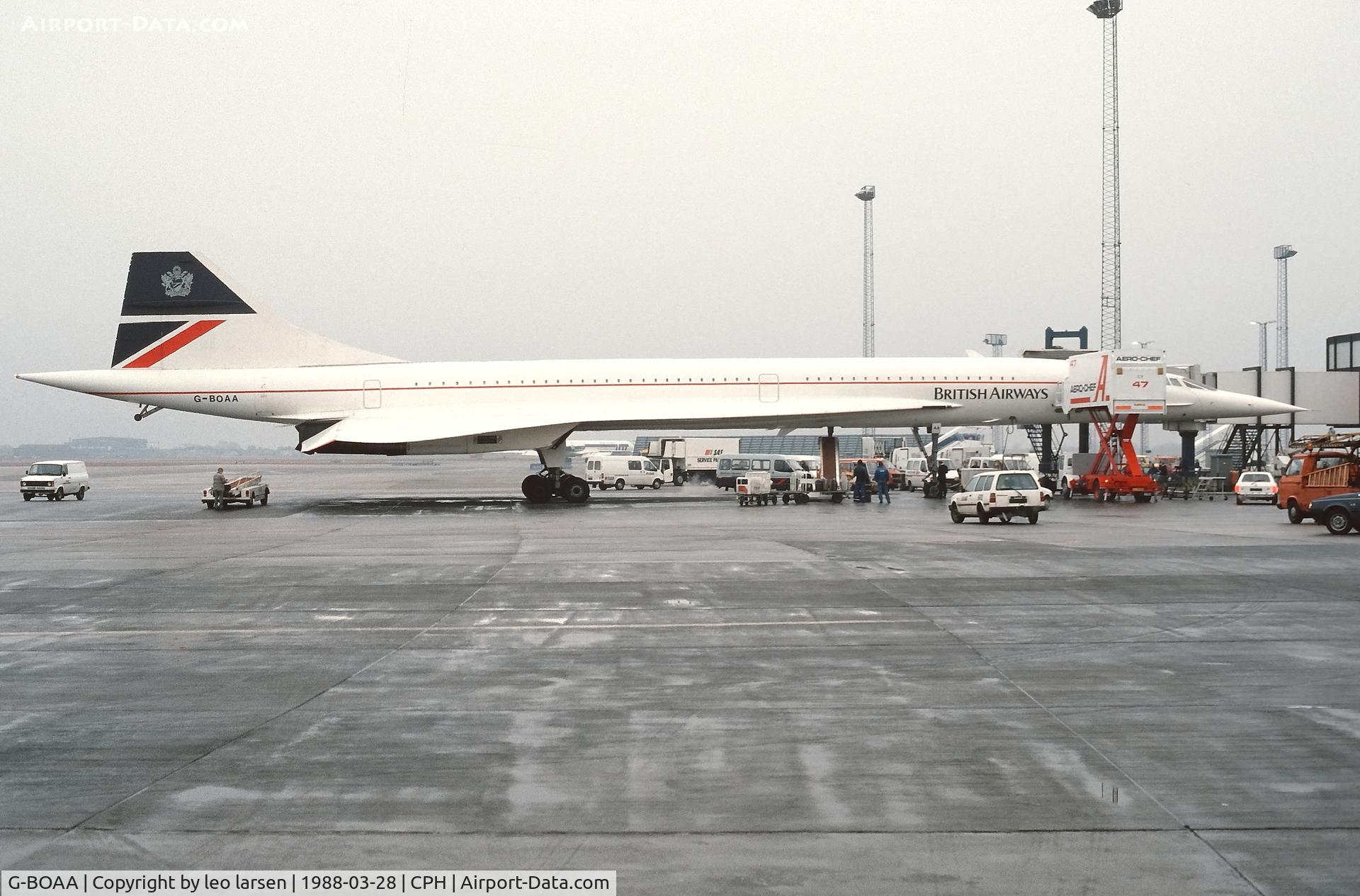 G-BOAA, 1974 Aerospatiale-BAC Concorde 1-102 C/N 100-006, Copenhagen 28.3.1988