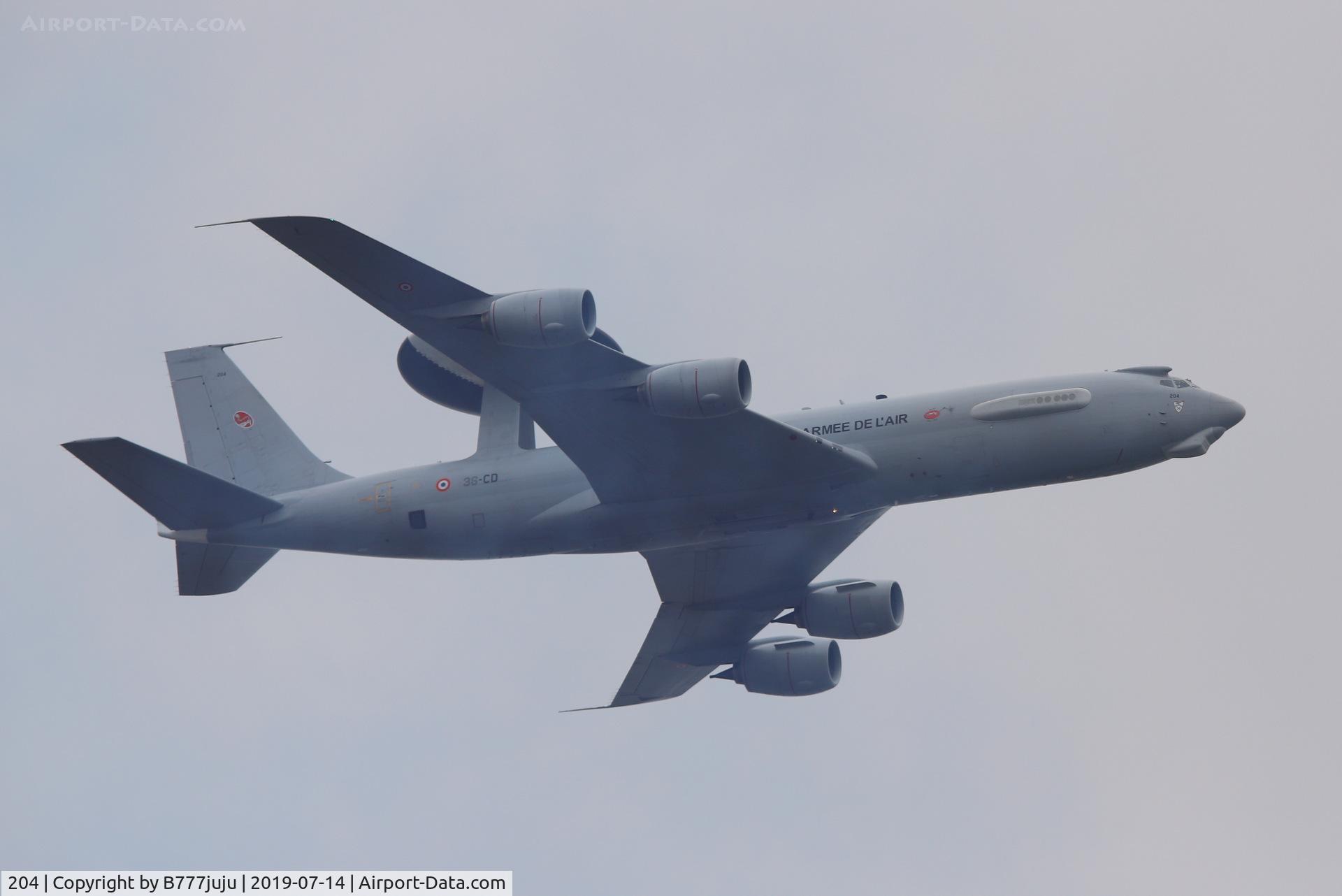 204, 1991 Boeing E-3F Sentry C/N 24510/1009, during French Parade over Paris