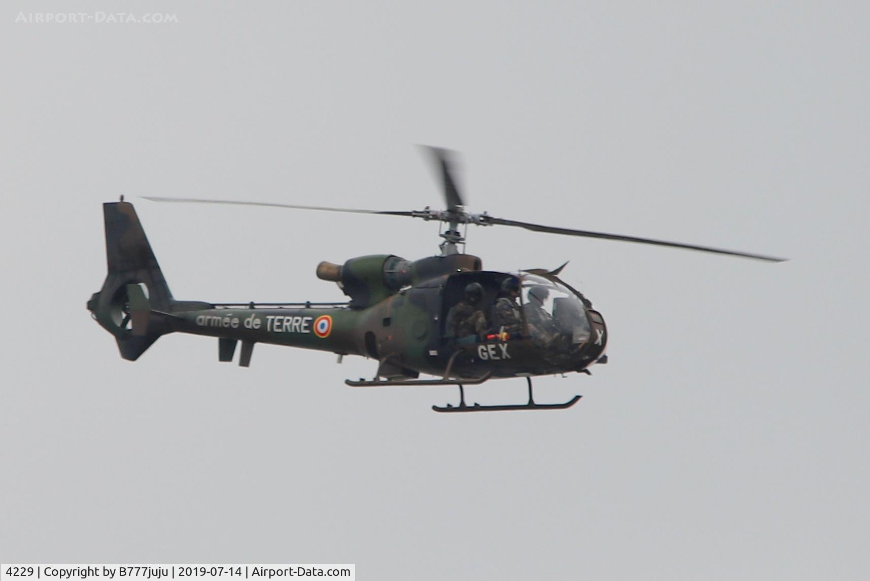 4229, Aerospatiale SA-342L-1 Gazelle C/N 2229, during French Parade over Paris