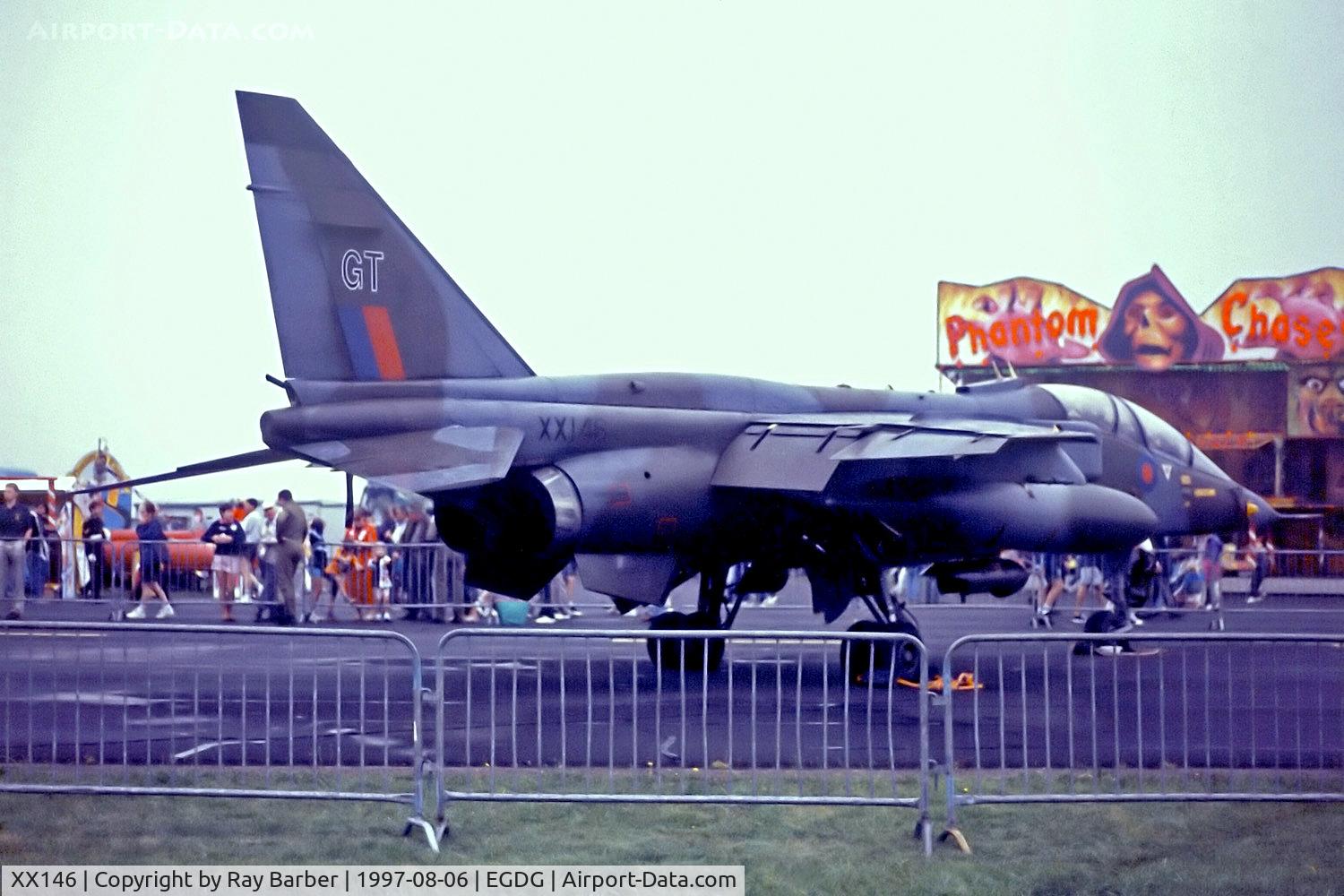 XX146, 1974 Sepecat Jaguar T.4 C/N B.11, XX146   SEPECAT Jaguar T.2A [B11] (Royal Air Force) RAF St Mawgan / Newquay~G  06/08/1997