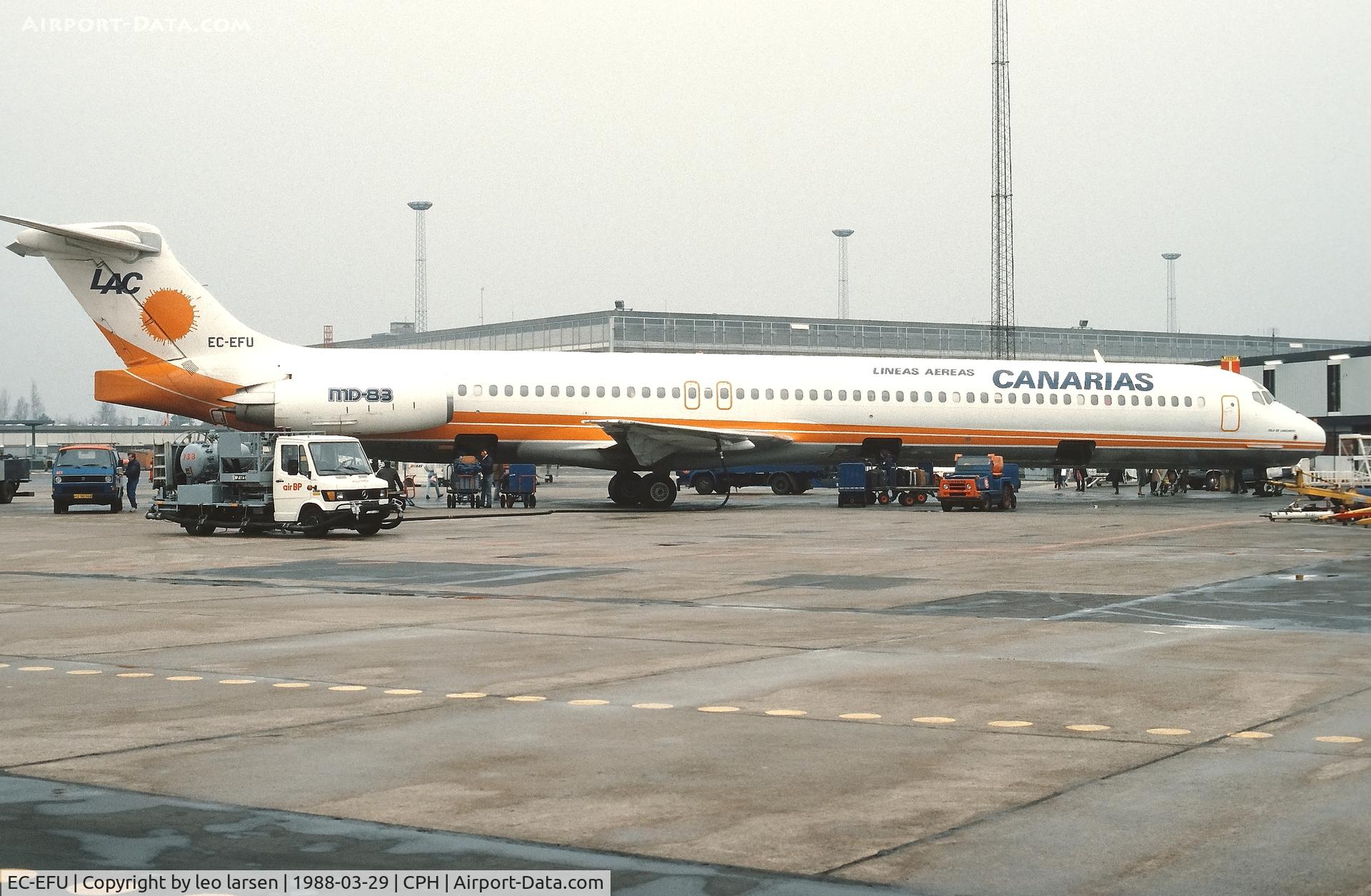 EC-EFU, 1987 McDonnell Douglas MD-83 (DC-9-83) C/N 49574, Copenhagen 29.3.1988
