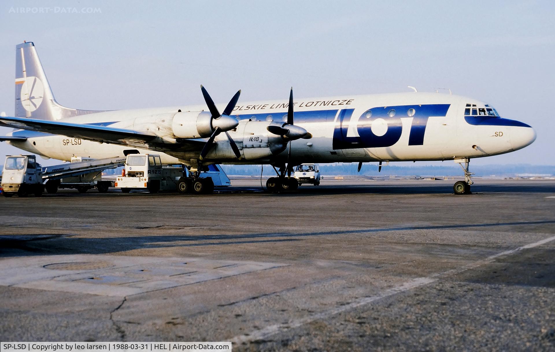SP-LSD, 1964 Ilyushin IL-18V C/N 184007102, Helsinki 31.3.1988