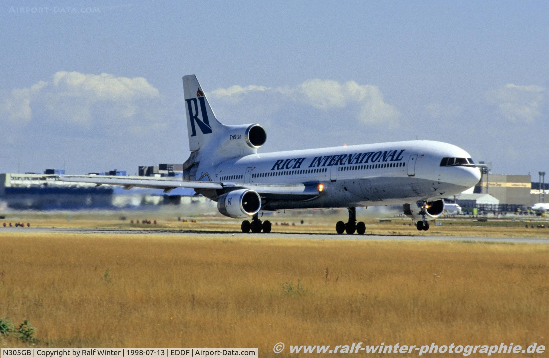 N305GB, 1975 Lockheed L-1011-385-1 TriStar 1 C/N 193P-1127, Lockheed L1011-1 Tristar - JN RIA Rich International Airways - 193P-1127 - N305GB - 13.07.1998 - FRA