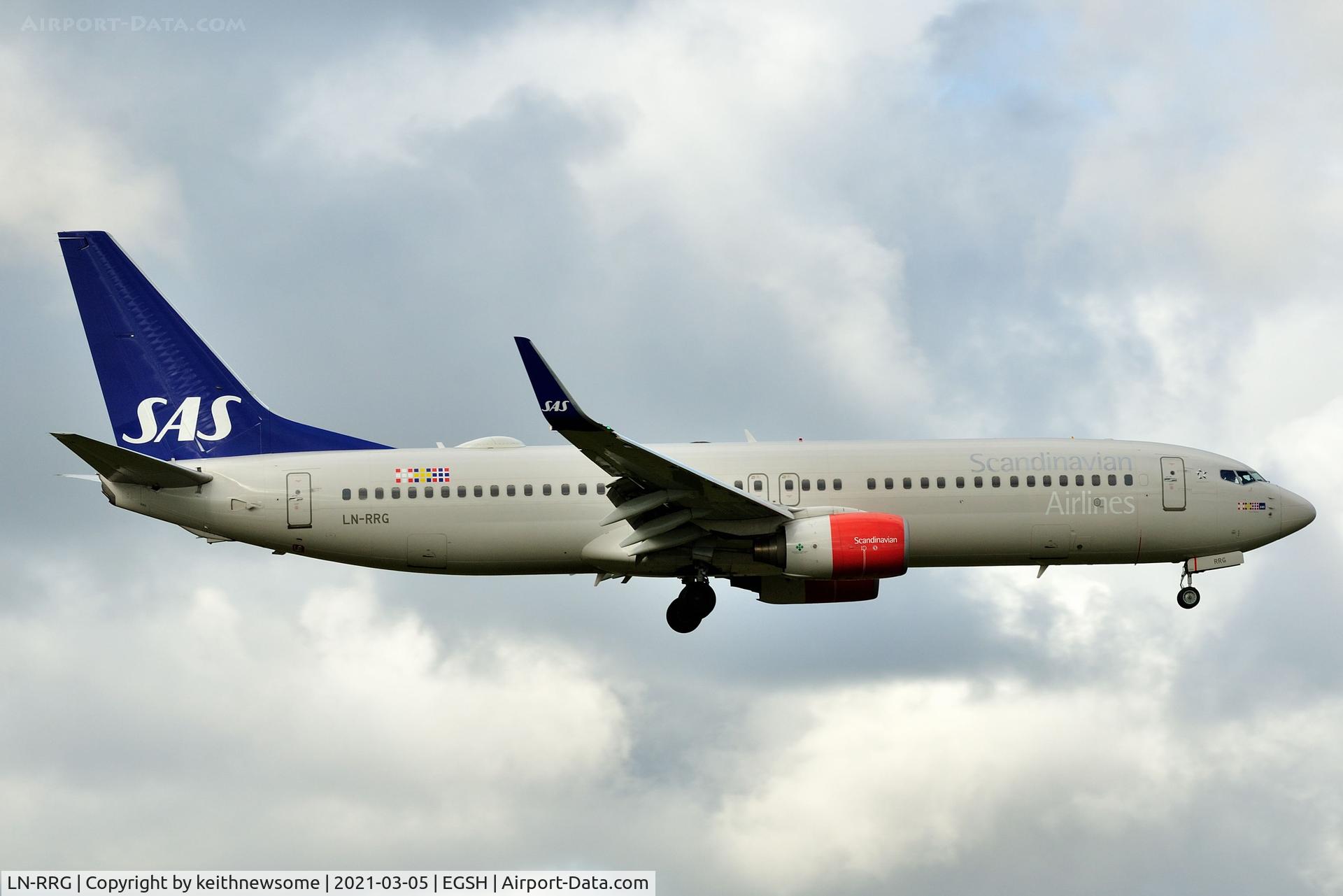 LN-RRG, 2008 Boeing 737-85P C/N 35708, Arriving at Norwich from Oslo.