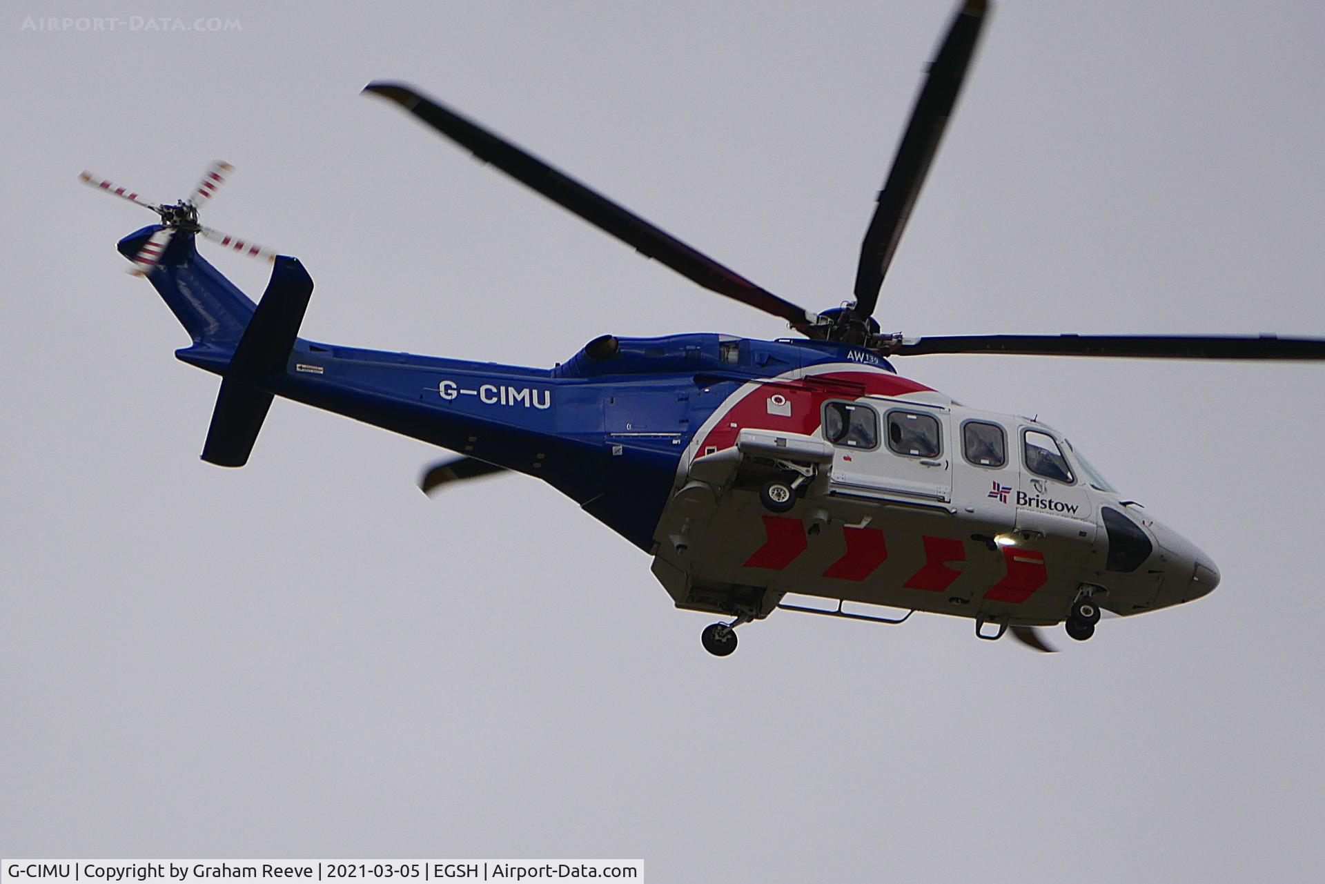 G-CIMU, 2015 AgustaWestland AW-139 C/N 31583, Departing from Norwich.