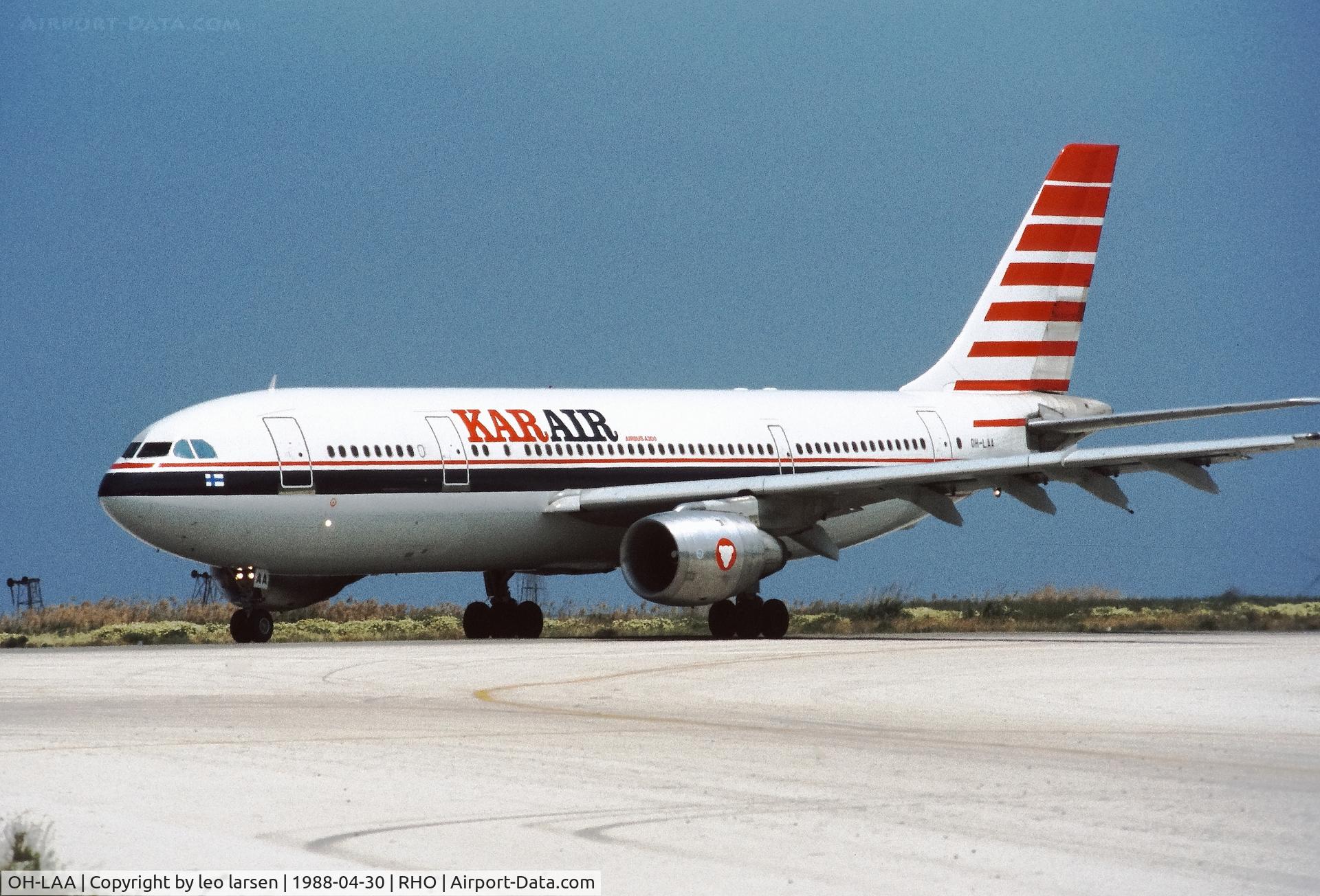 OH-LAA, 1984 Airbus A300B4-203 C/N 299, Rhodos 30.4.1988