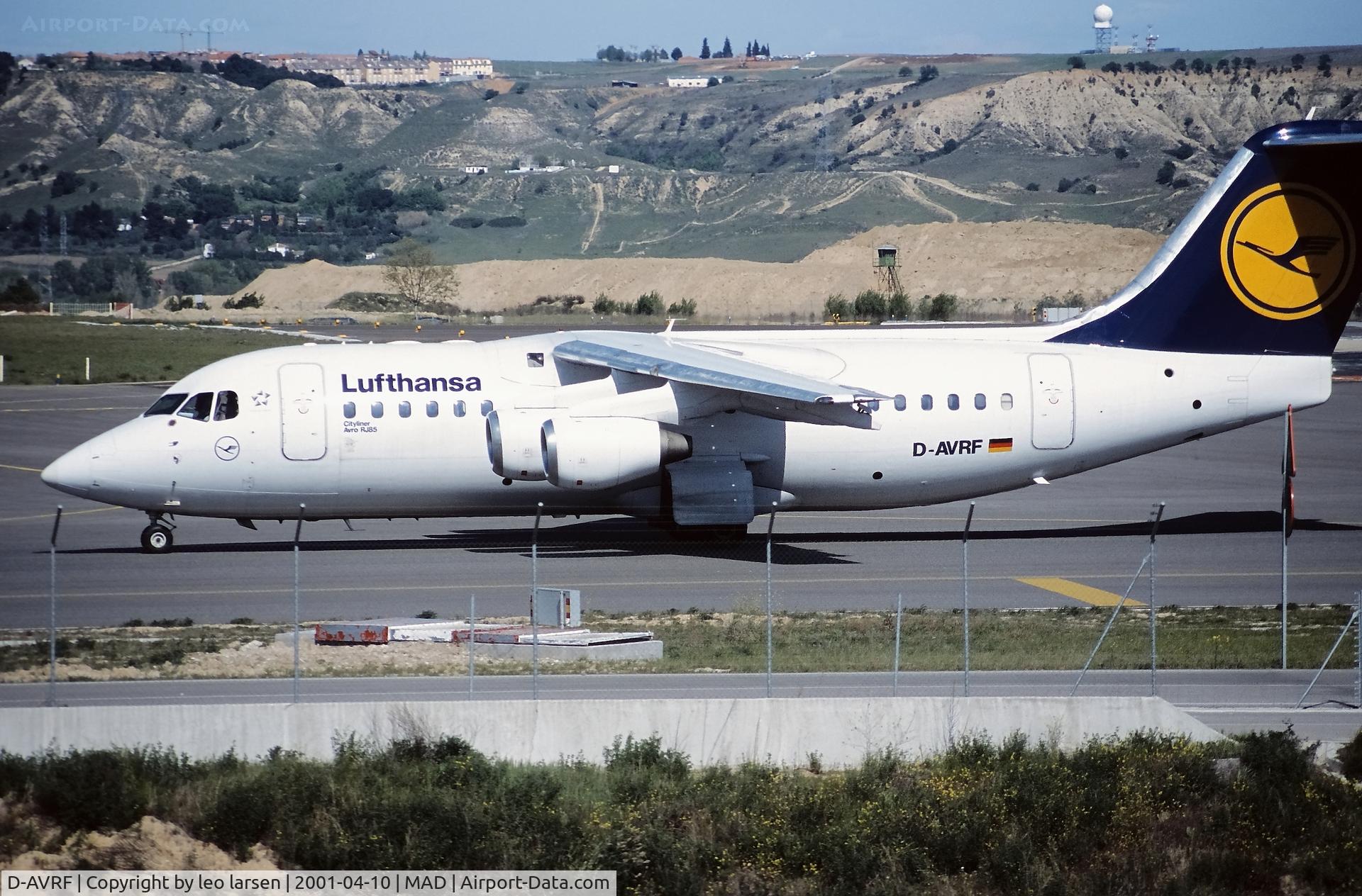 D-AVRF, 1995 British Aerospace Avro 146-RJ85 C/N E.2269, Madrid 10.4.2001