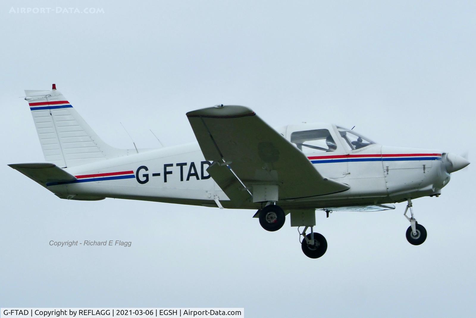 G-FTAD, 1980 Piper PA-28-161 Warrior II C/N 28-8016323, Arriving at Norwich