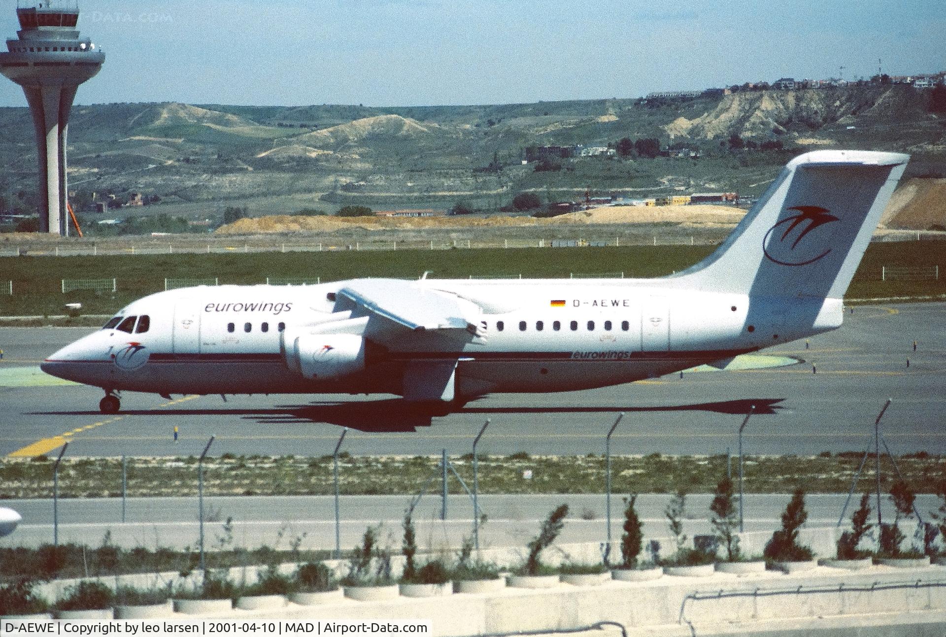 D-AEWE, 1987 British Aerospace BAe.146-200 C/N E2077, Madrid 10.4.2001