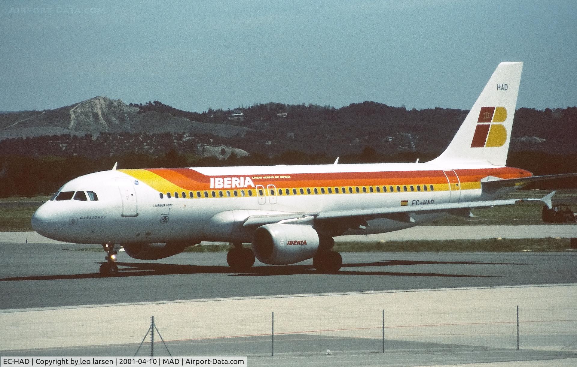 EC-HAD, 1999 Airbus A320-214 C/N 992, Madrid 10.4.2001