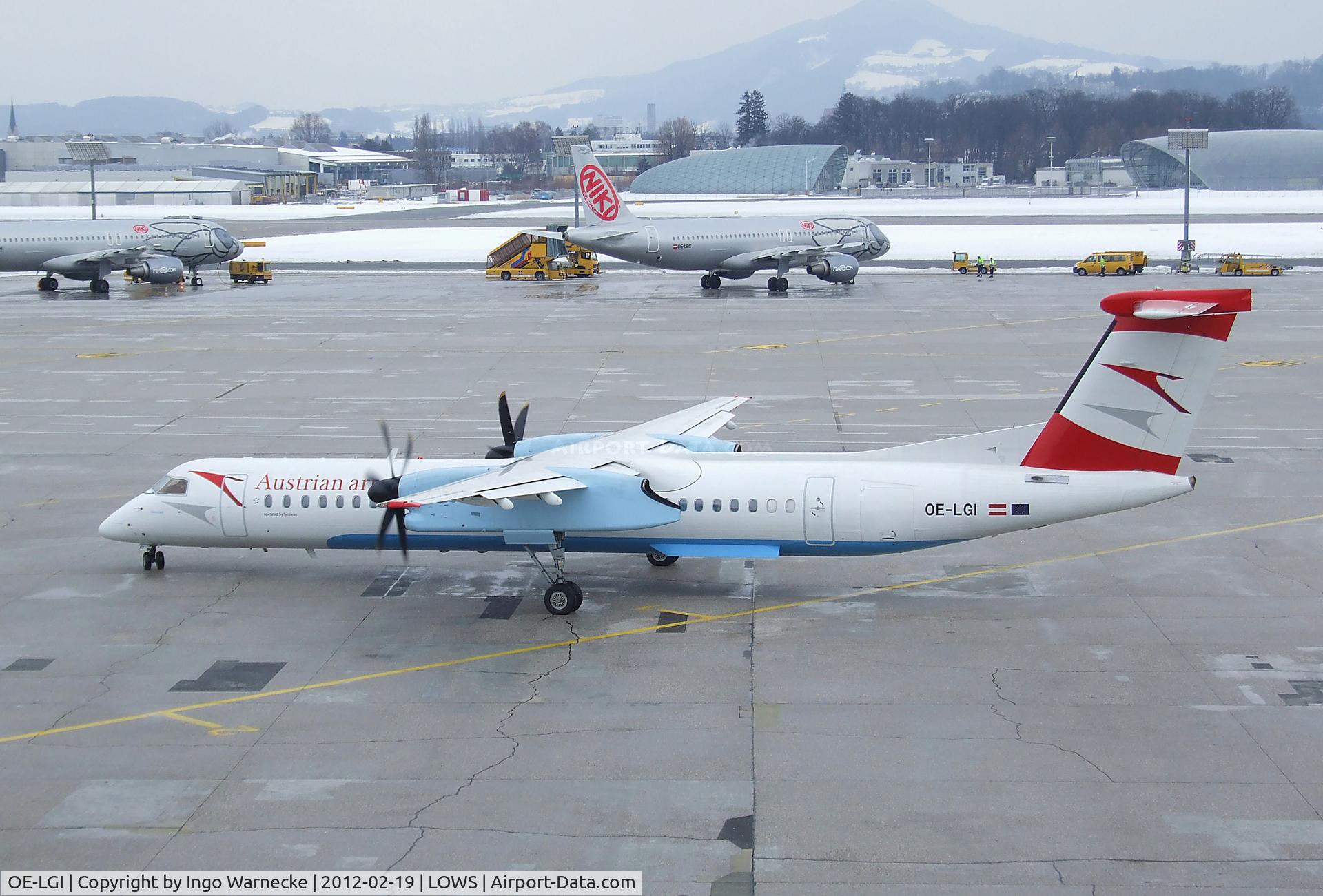 OE-LGI, 2004 De Havilland Canada DHC-8-402Q Dash 8 C/N 4100, De Havilland Canada DHC-8-402 (Dash 8) of Austrian arrows (Tyrolean)  at Salzburg airport