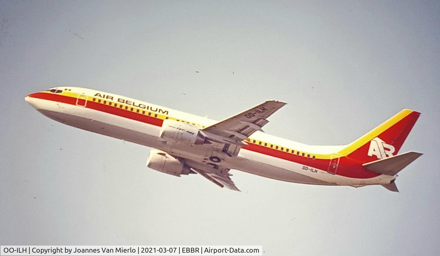 OO-ILH, 1988 Boeing 737-4Q8 C/N 24234, Airborne from EBBR 25R Scan/slide