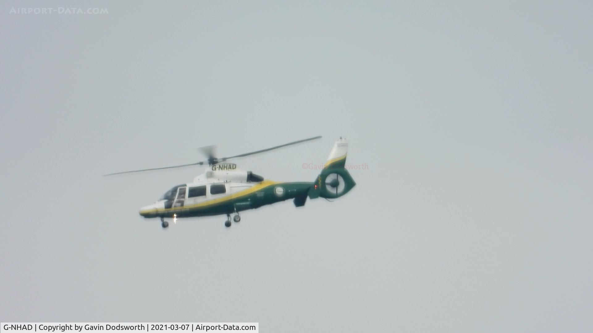 G-NHAD, 2015 Airbus Helicopters AS-365N-3+ Dauphin C/N 6979, Preparing to land in Darlington on Sunday 7th March 2021