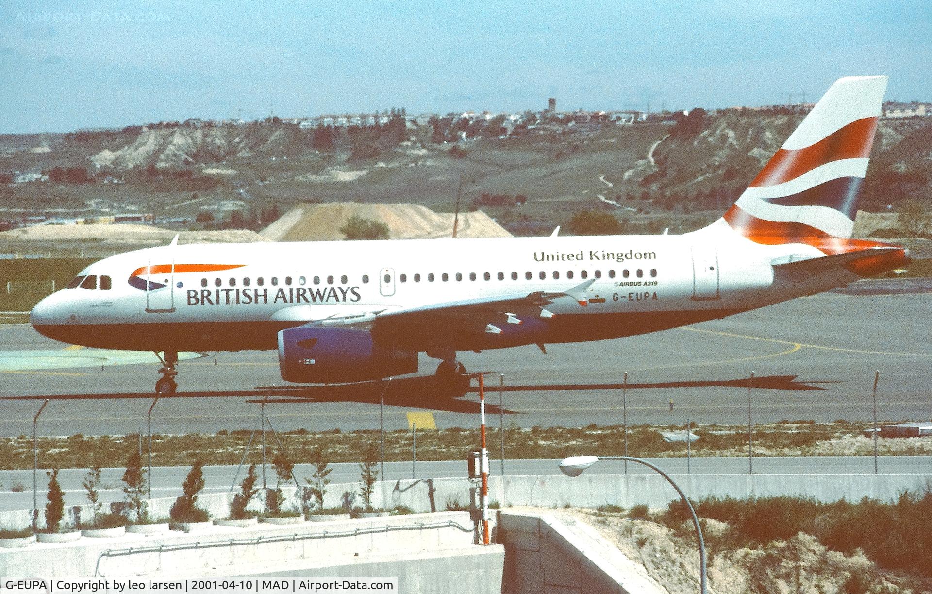 G-EUPA, 1999 Airbus A319-131 C/N 1082, Madrid 10.4.2001