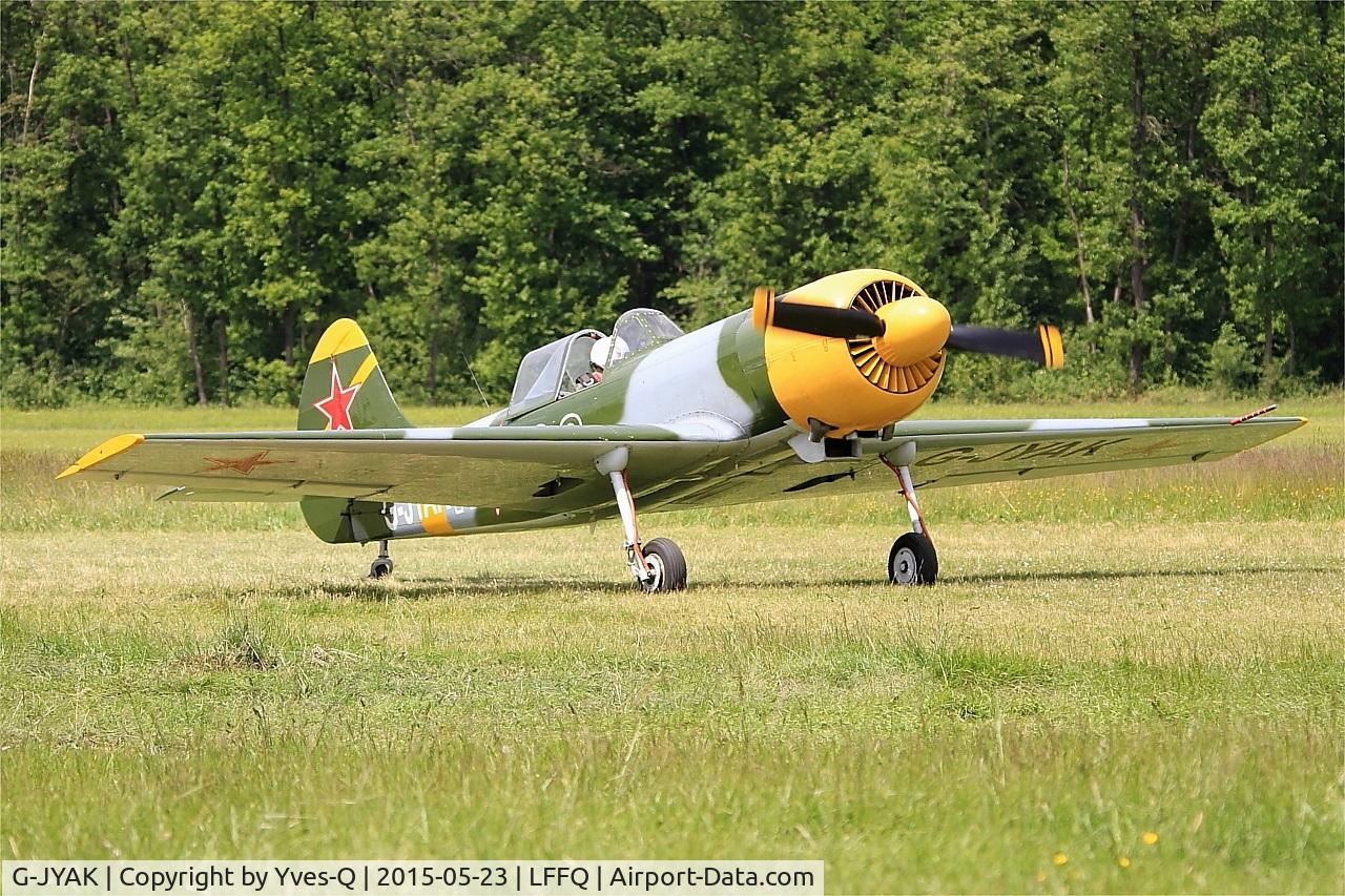 G-JYAK, 1985 Yakovlev Yak-50 C/N 853001, Yakovlev Yak-50, Taxiing to parking area, La Ferté-Alais airfield (LFFQ) Airshow 2015